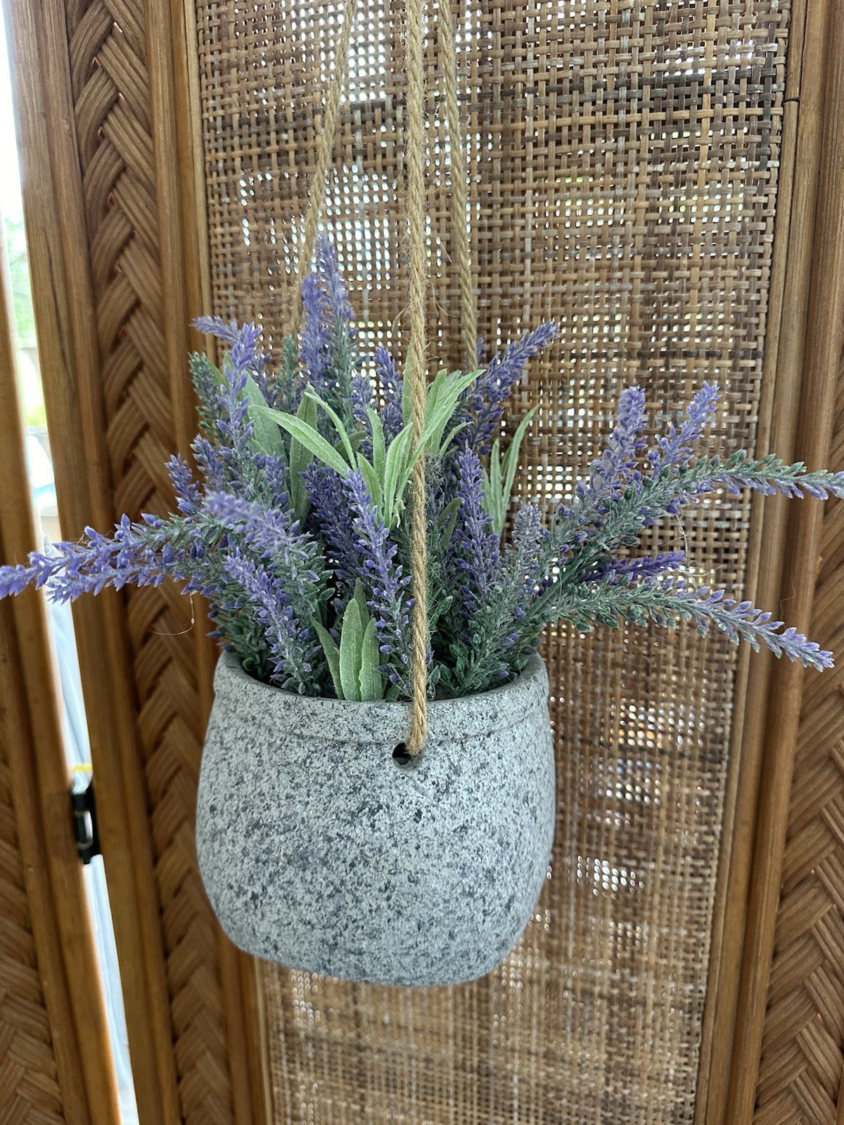 Lavender Plant Stoneware Pot Hanging Faux Lavender Flowers Decor Parisian Market