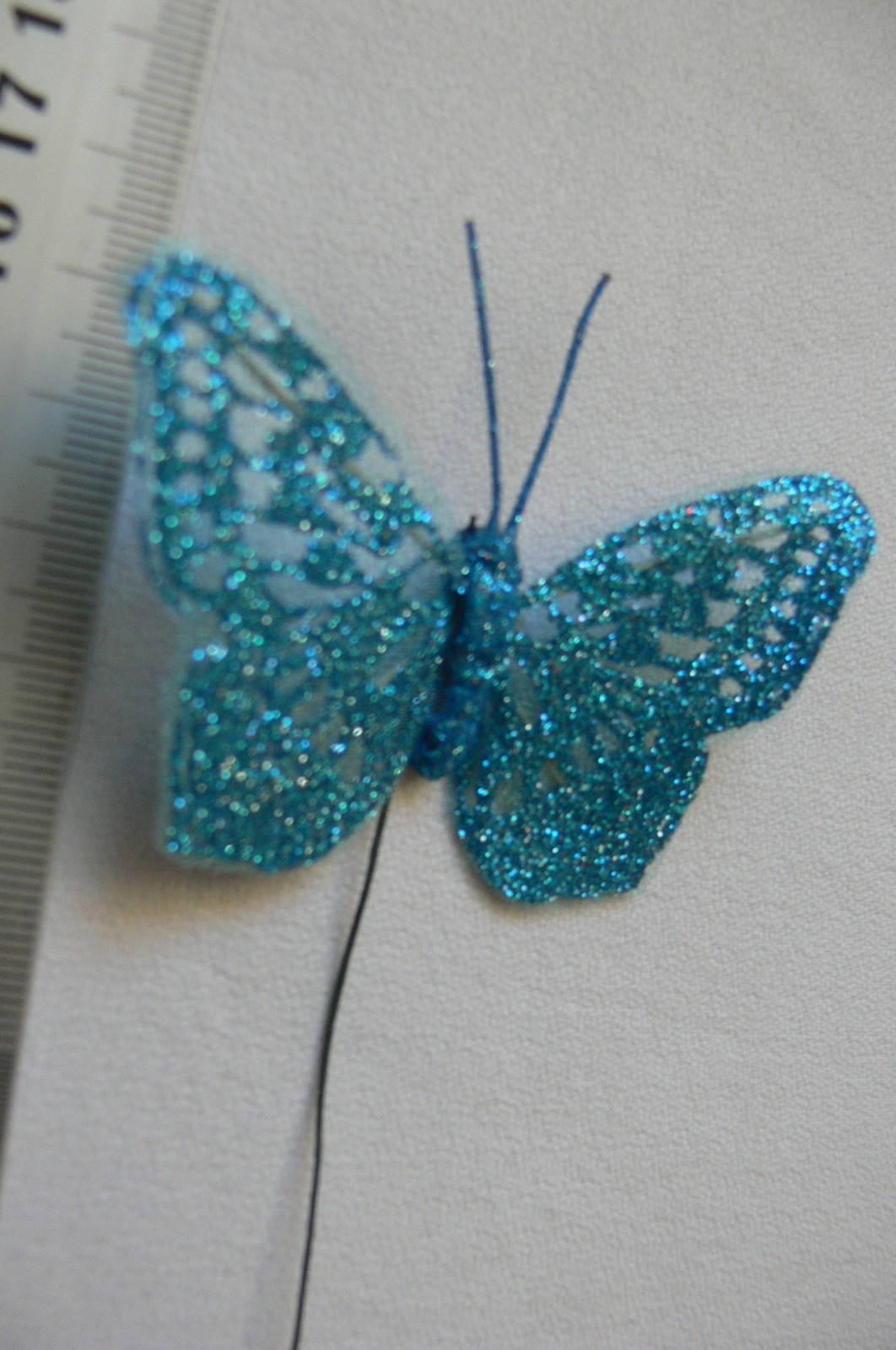 BUTTERFLY Pk 12 Piece CAPRI BLUE – 40x65mm – Antennae’s + Stem 12cm long – KSCRT