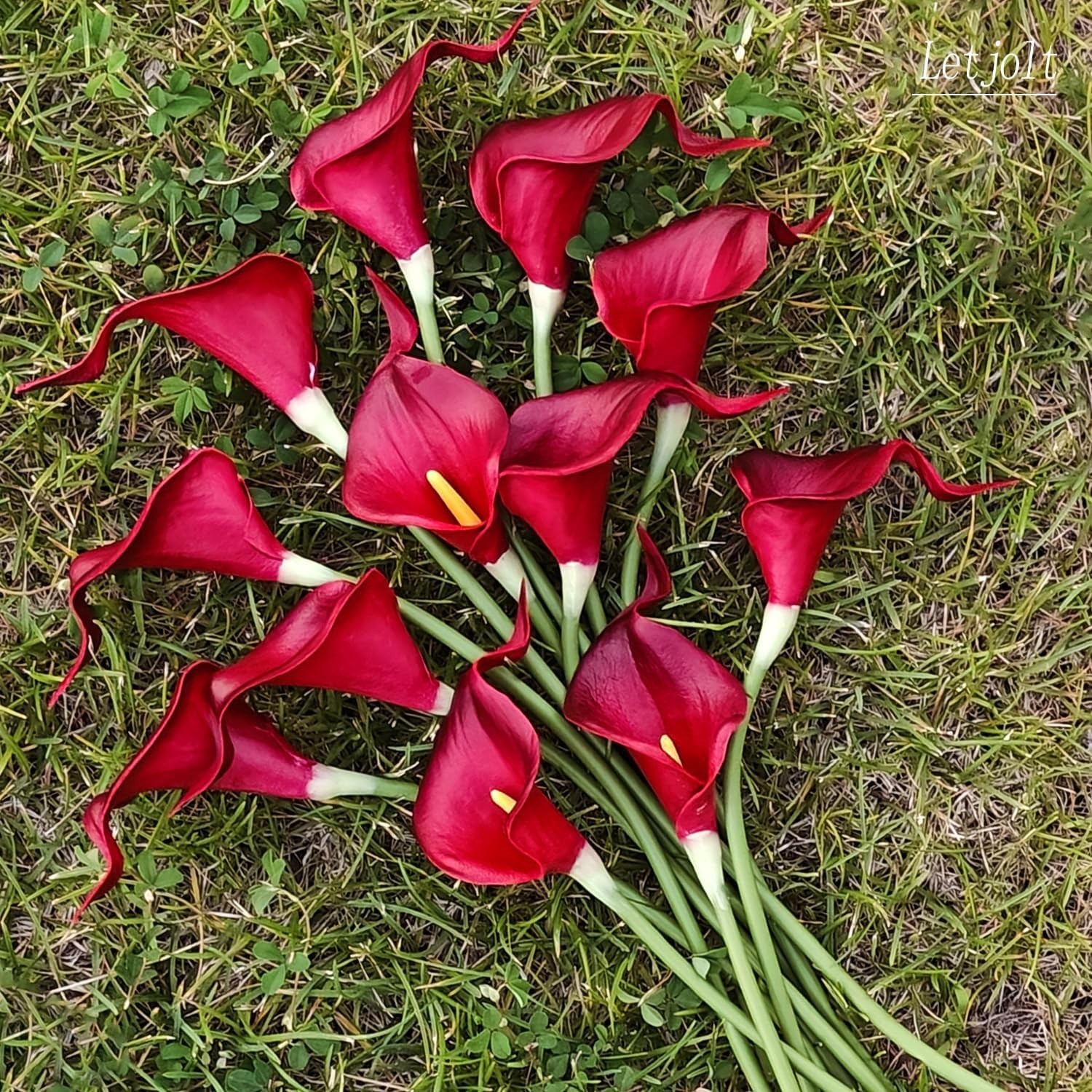 12Pcs Realistic Dark Red Calla Lilies for Home Decor and Wedding Centerpieces