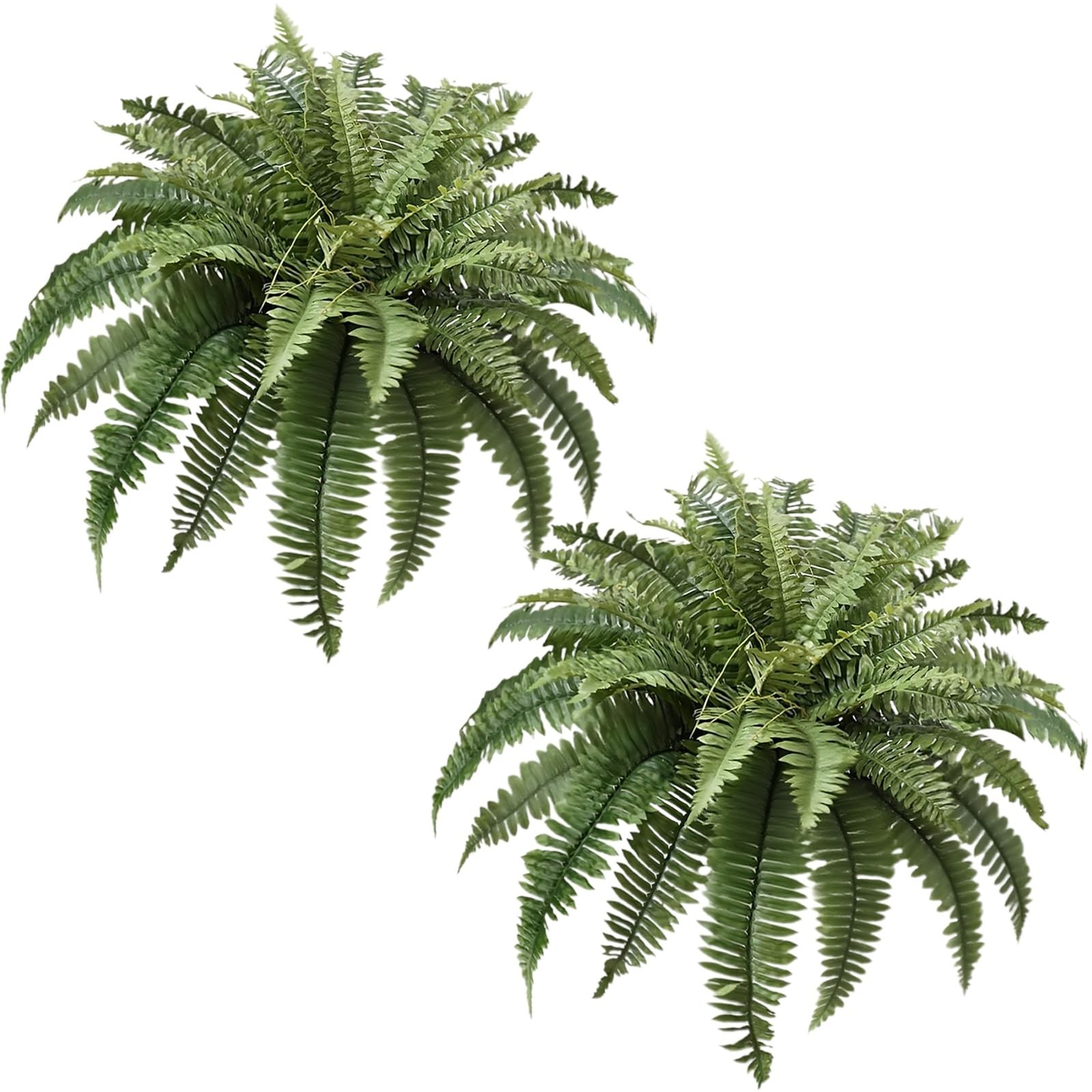 Large Artificial Hanging Ferns – 35in Silk Green Plants for Home Garden Decor (P