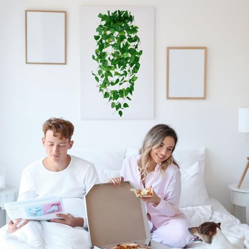Freyalife Fake Hanging Plants for Room Decor, Artificial Ivy vines Oval 1