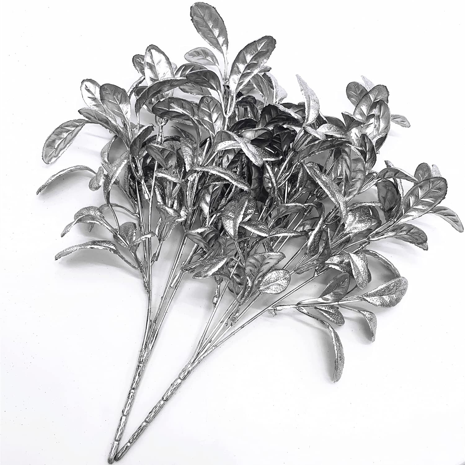 Christmas Artificial Plants Decoration Silver Flowers 4 Pcs, Plastic Plant Fa…