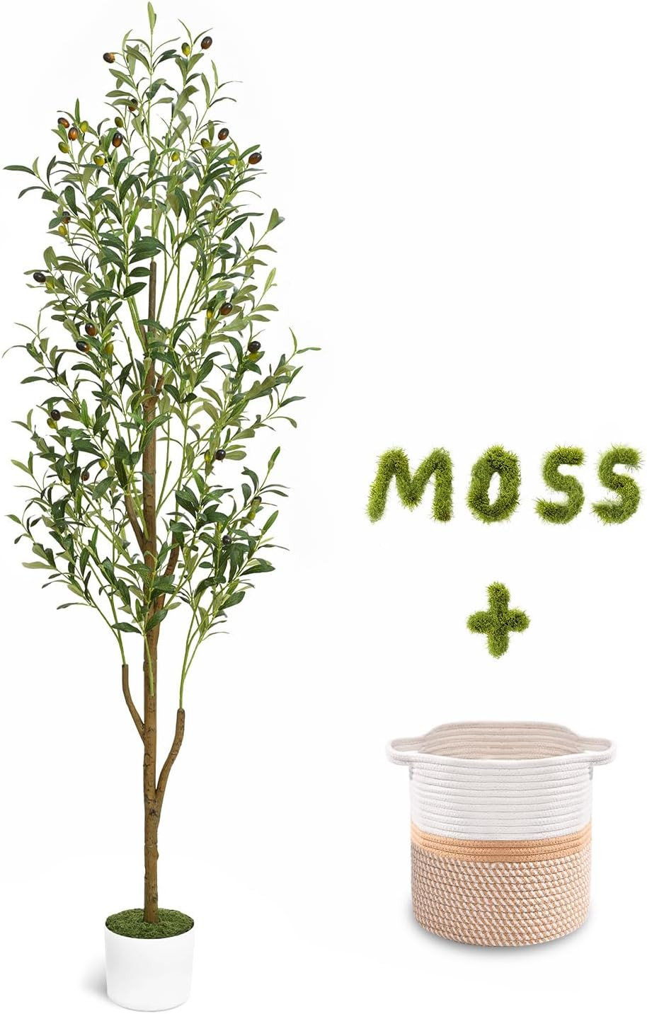 Waipfaru Artificial Olive Tree, 6FT Tall Faux Olive Trees with Planter & Basket,