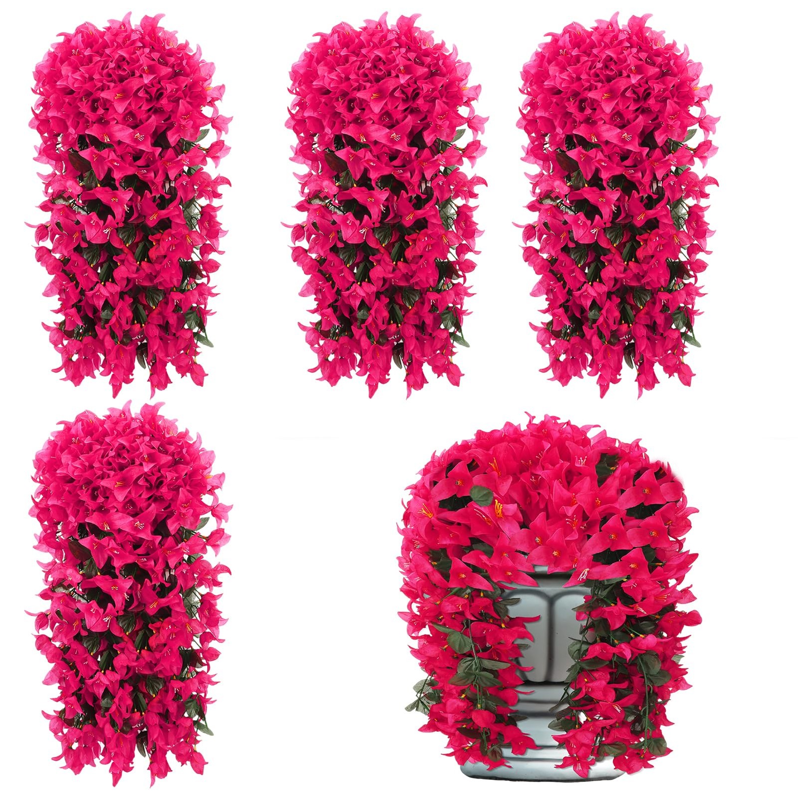 Artificial Flowers Plants for Outdoor Outside Decoration, 4 PCS Red Fake Flow…