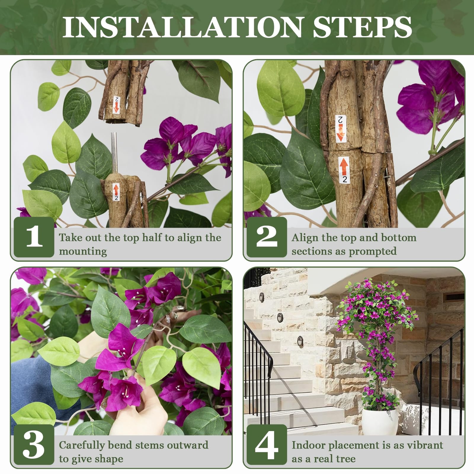 5FT Tall Bougainvillea Artificial Tree for Outdoors or Indoors, Faux Tree Rea…