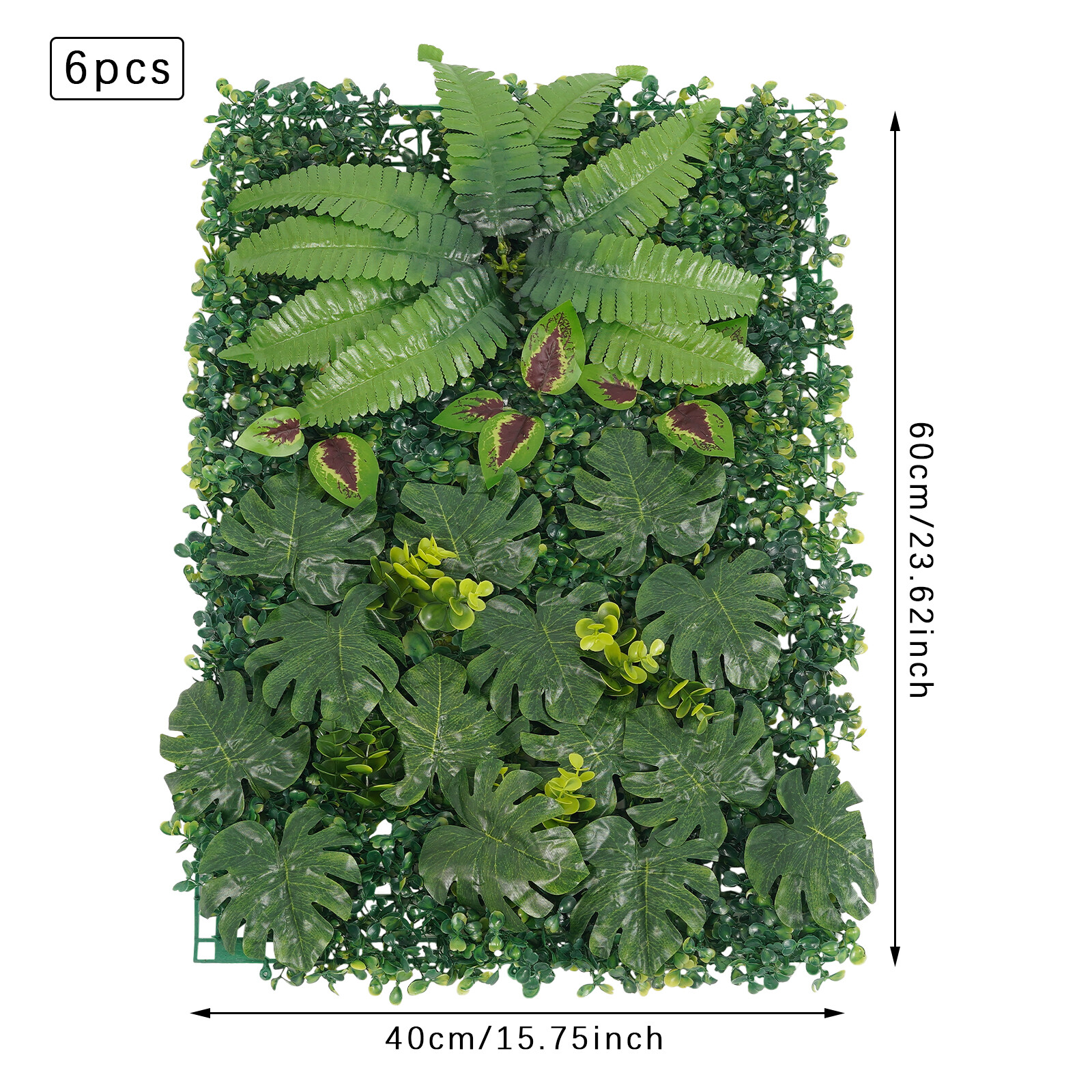 6pcs Artificial Plant Foliage Hedge Grass Mat Greenery Wall Fence Panel Green