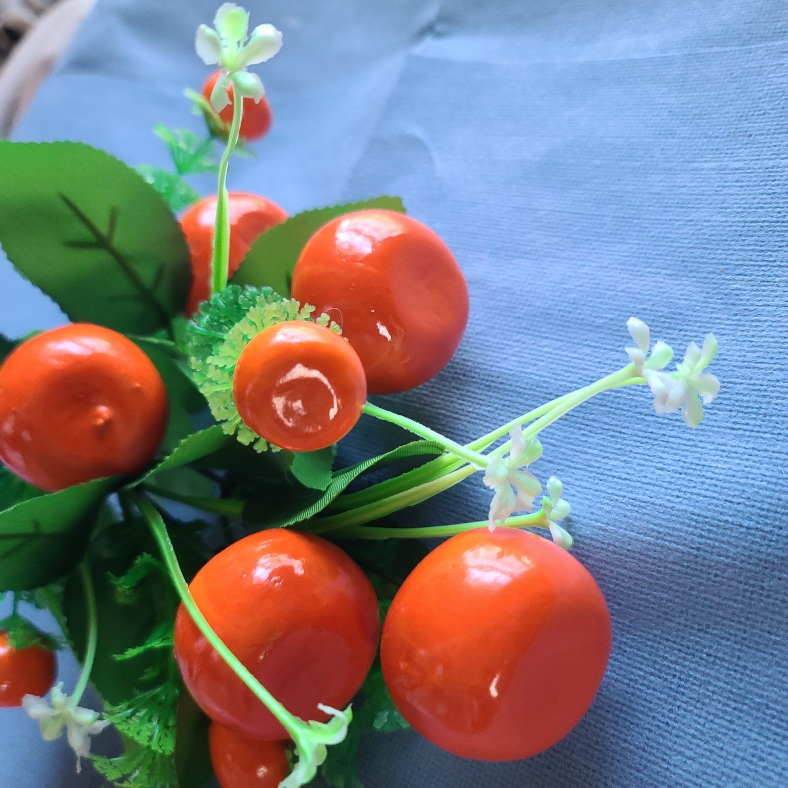 NOS Artificial Bunch Orange Fruit Decor Artificial Vase Bright 16″ Tall