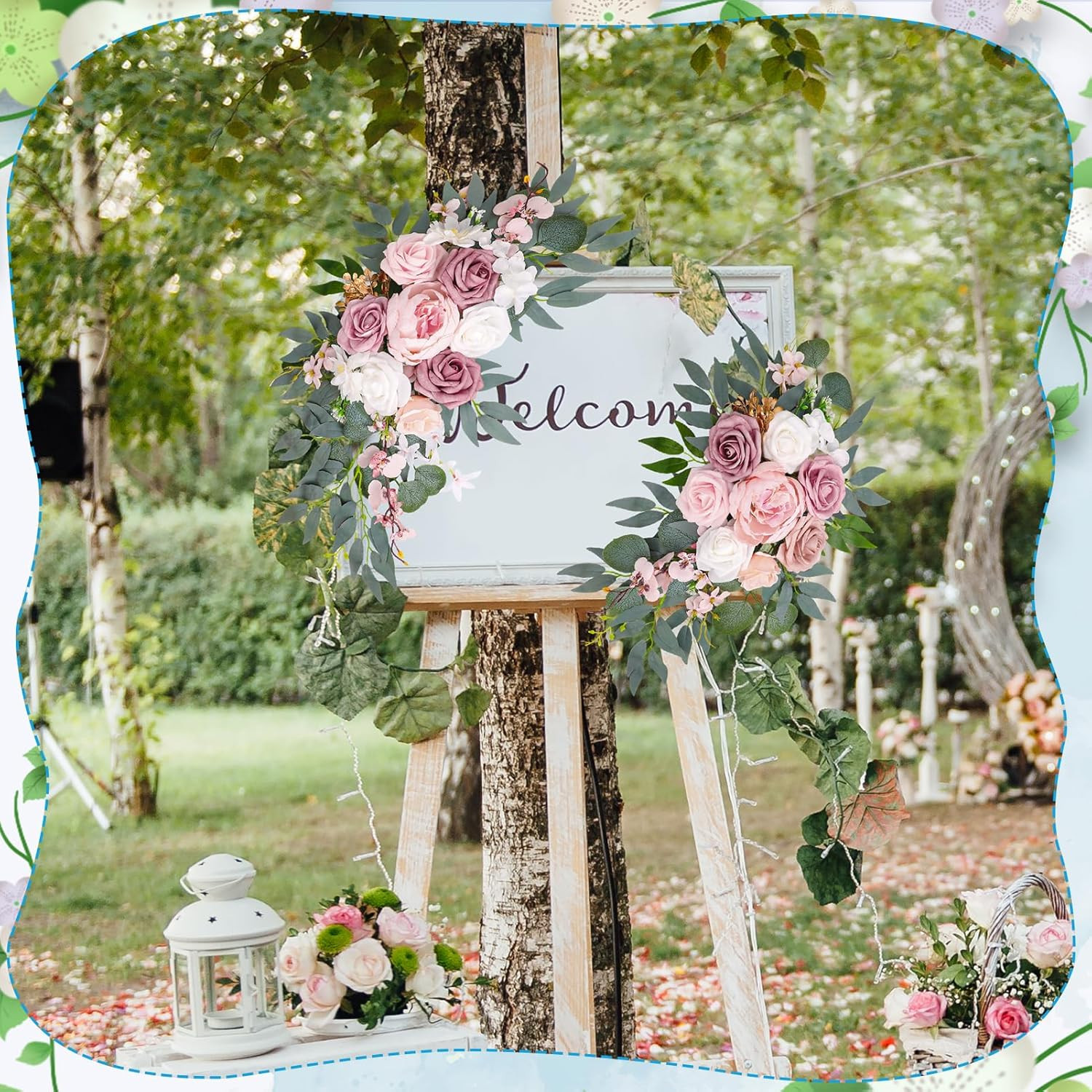Wedding Arch Decorations 2 Pack – Reusable Artificial Hanging Flowers Floral Swa