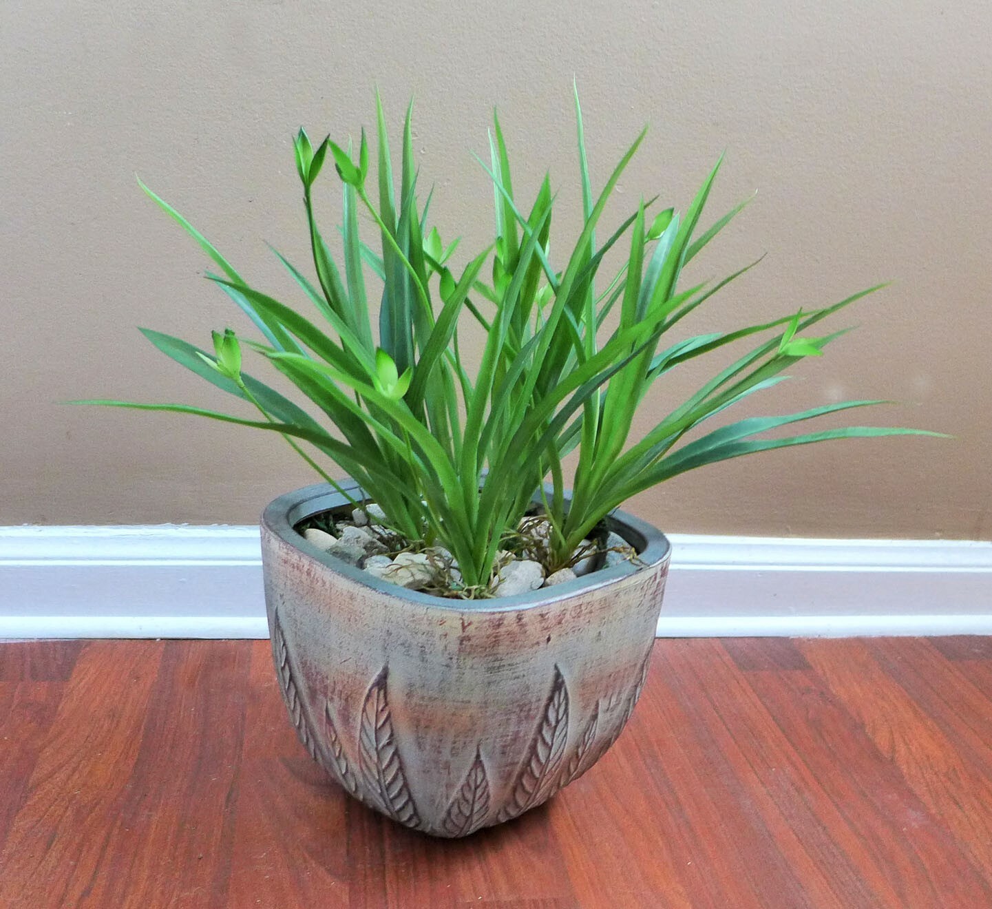2 Pcs Artificial Grass Green Flower Orchid Plastic Home Garden Decora (#94)