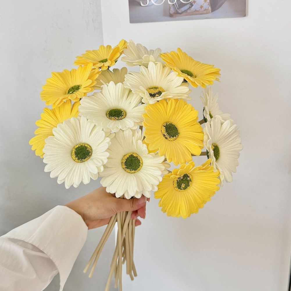 Realistic PU Gerbera Daisy Artificial Flowers for Home For Wedding Decor