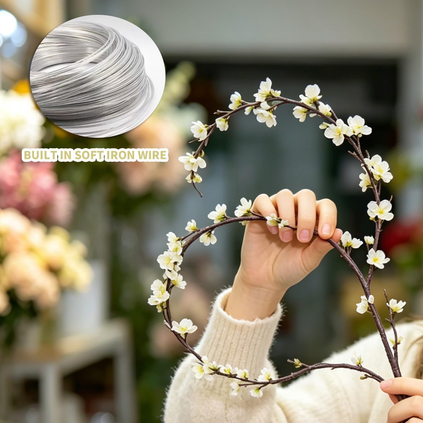 4Pcs Cherry Blossom Branches,39 Inch White Artificial Flowers Spring Summer I…