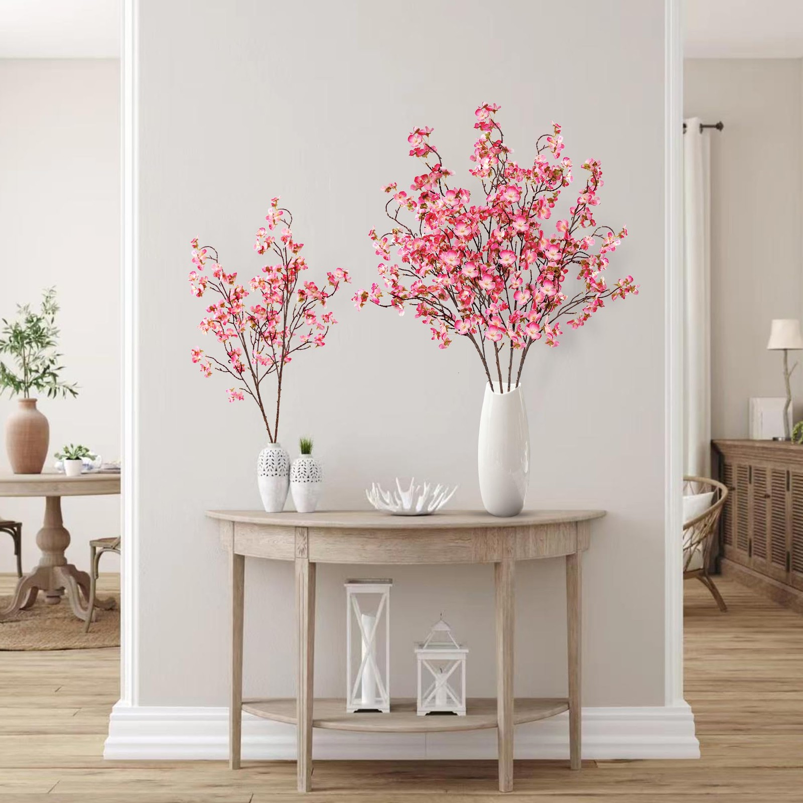Sggvecsy Artificial Cherry Blossom Flowers 4 Pcs Faux Cherry Blossom Stems Fa…