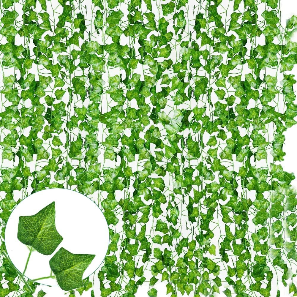 12 Pack 84Ft Artificial Ivy Garland Fake Plants, Fake Ivy Leaves Greener