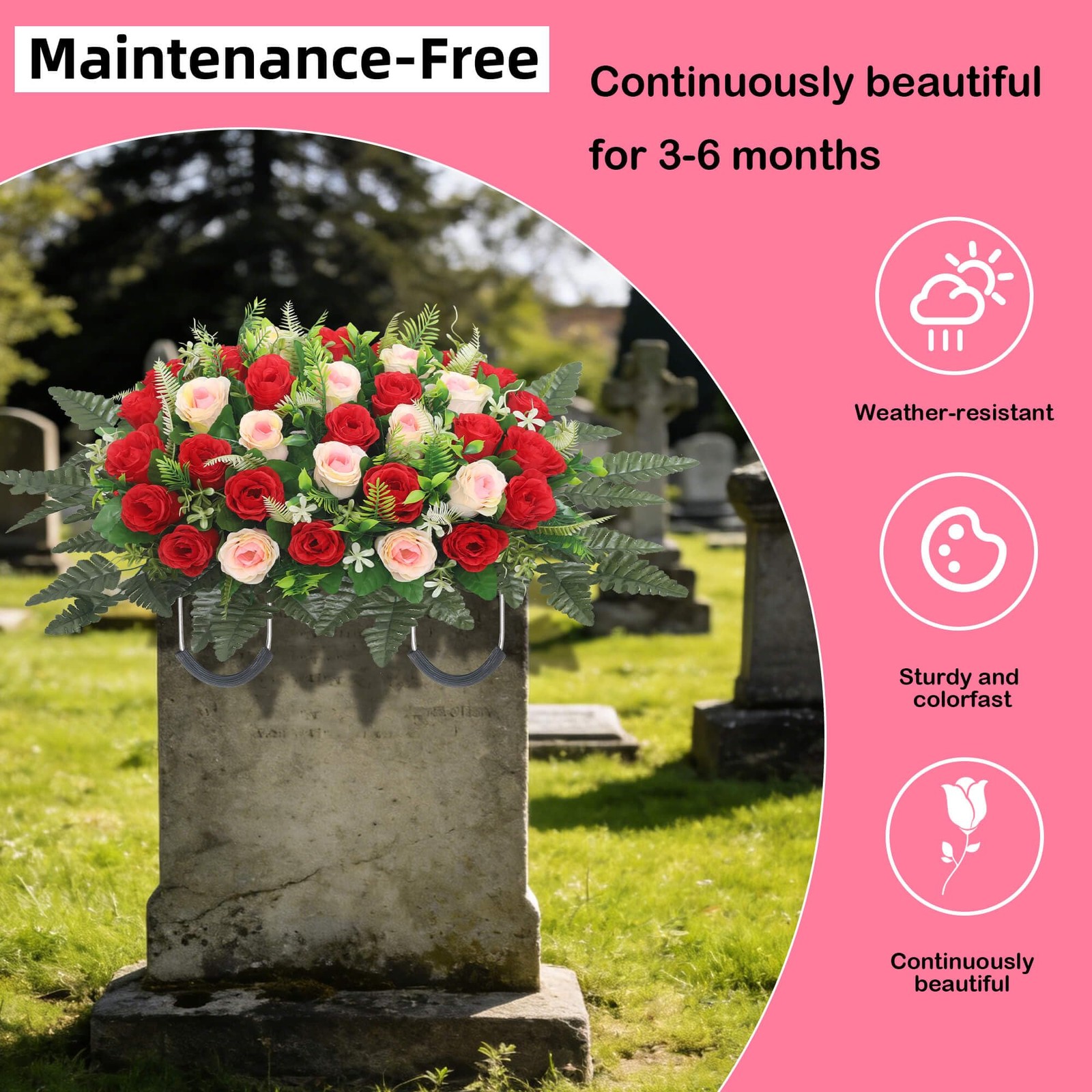 Artificial Cemetery Flower Saddles Cemetery Flowers for Grave Memorial Grave …