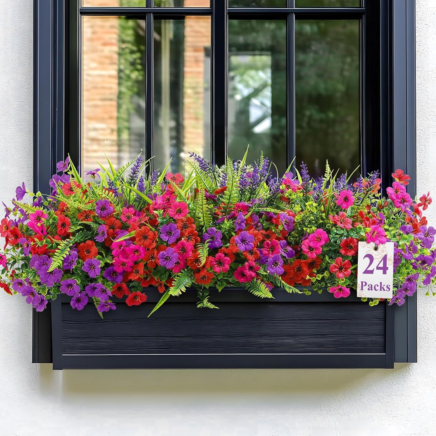 12/24 Bundles Artificial Flowers for Outdoors Fake Flowers Plants Spring Decorat