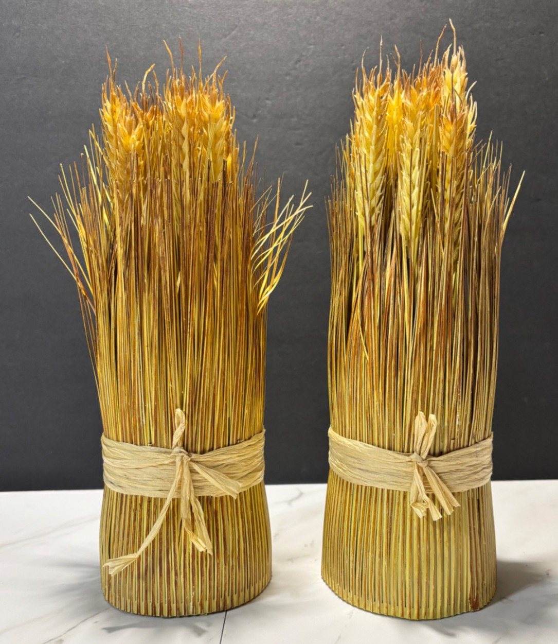 Set of 2 Elements Artificial Wheat Bundles 12” Fall Harvest Table Decor
