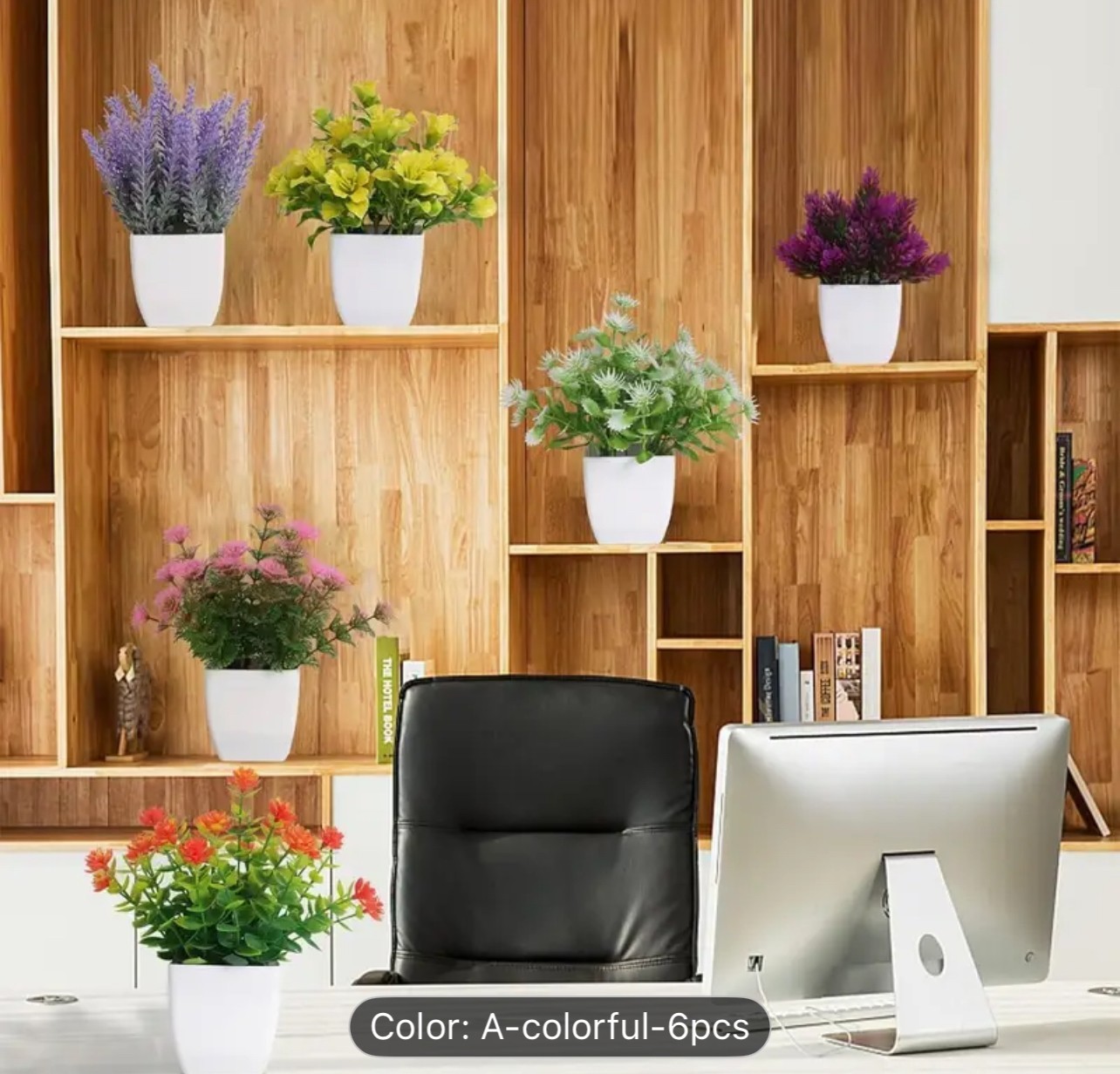 6 Sets Of Artificial Flower Pots For Office And Home Decoration