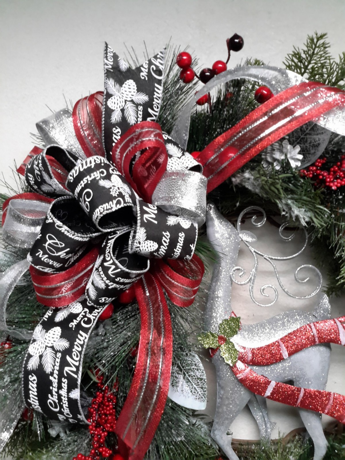 Winter Wreath Christmas Deer Door Decoration Woodsy Wreath SALE