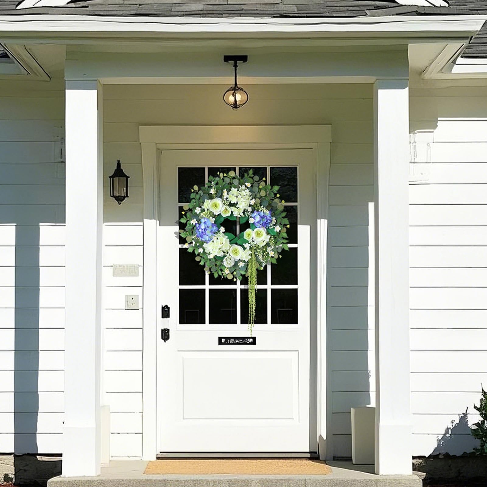 Large 26″ Hydrangea & Eucalyptus Wreath – Artificial Silk Flowers for Door, Porc