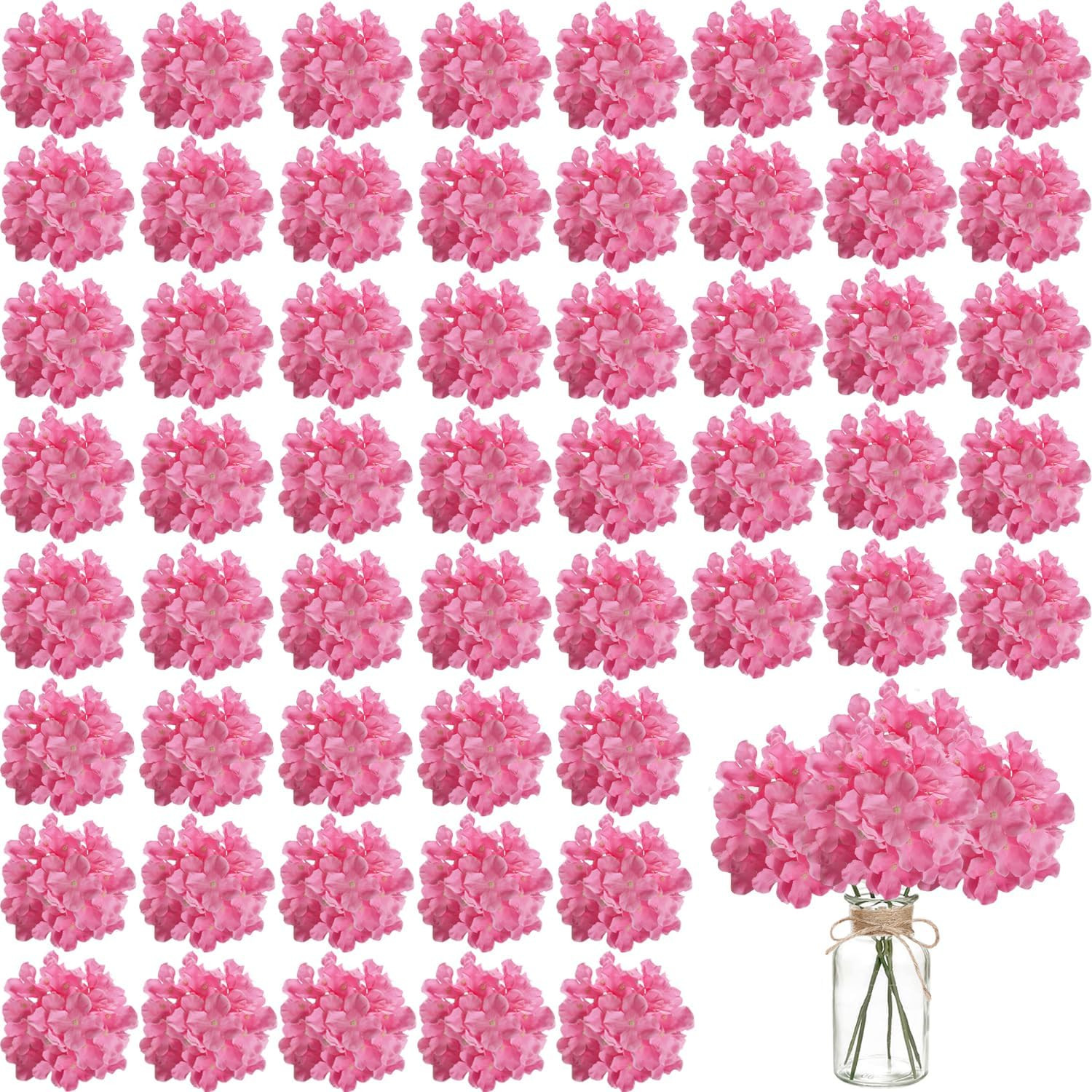 100PCS Bubble Pink Silk Hydrangea Flowers for Weddings & Home Decor