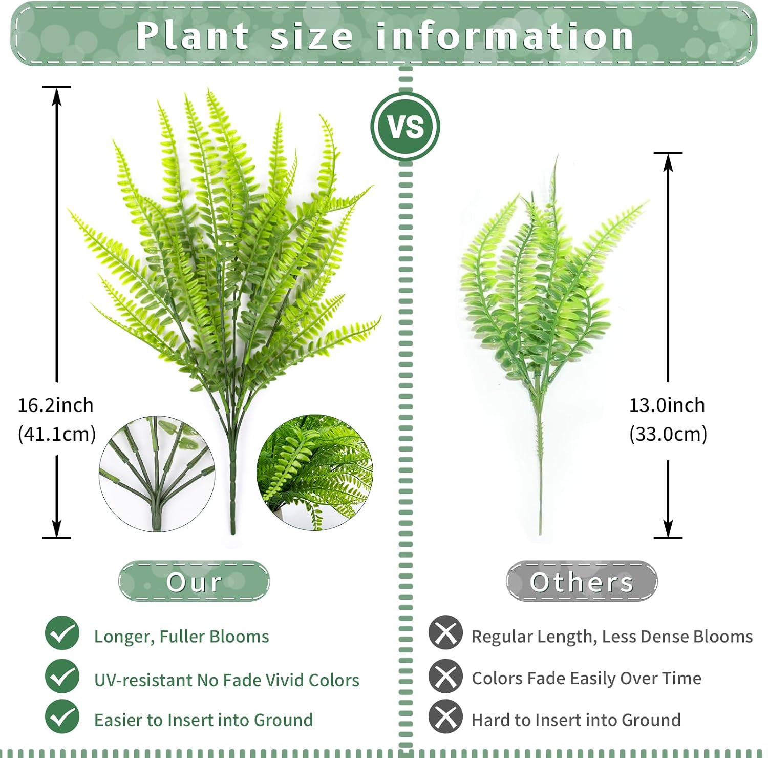12 Bundles Artificial Boston Ferns Fake Plants Outdoor Greenery Stems Faux Sh…