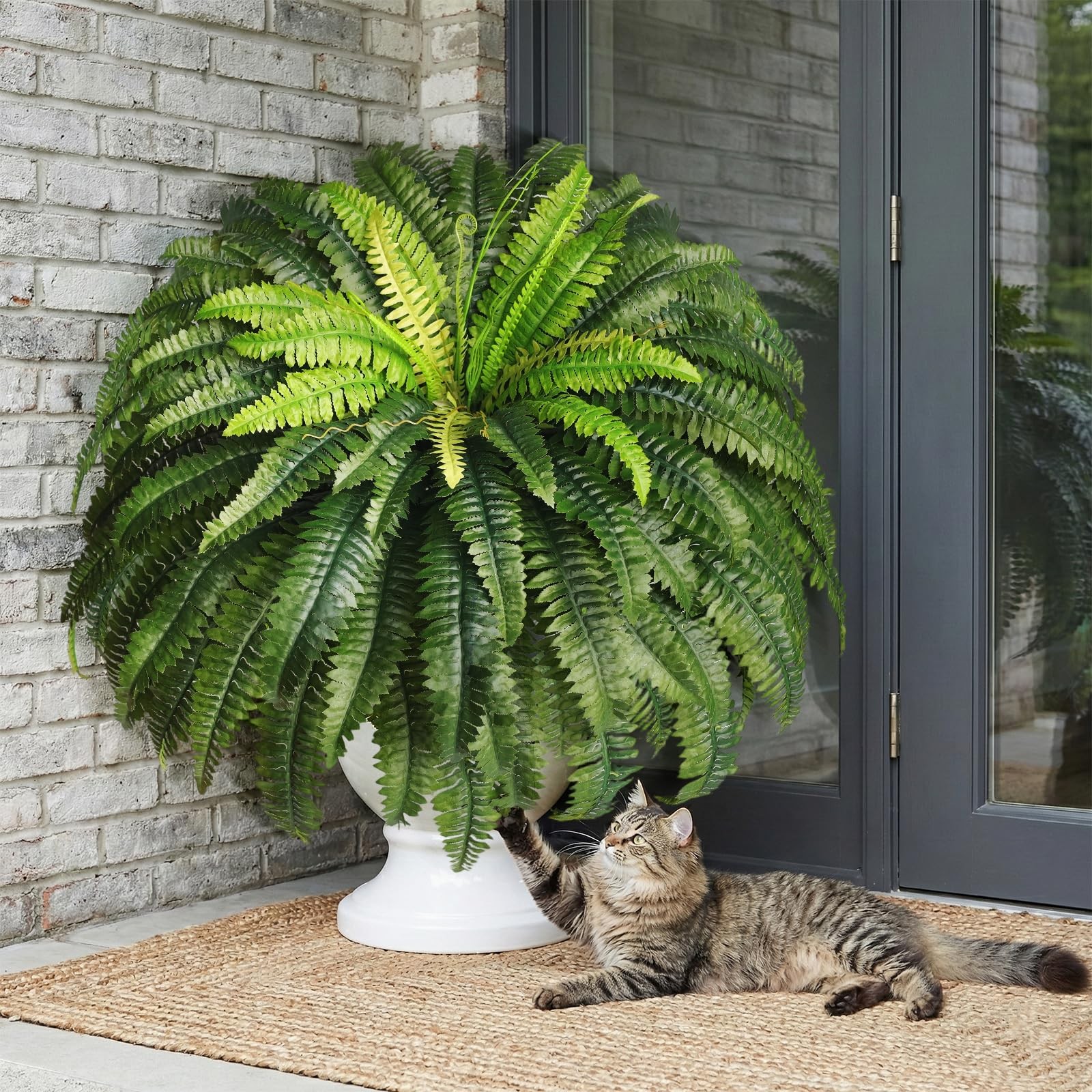 2 Pcs 48″ Fake Ferns, 86 Branches Artificial Ferns for Outdoors Large Artific…