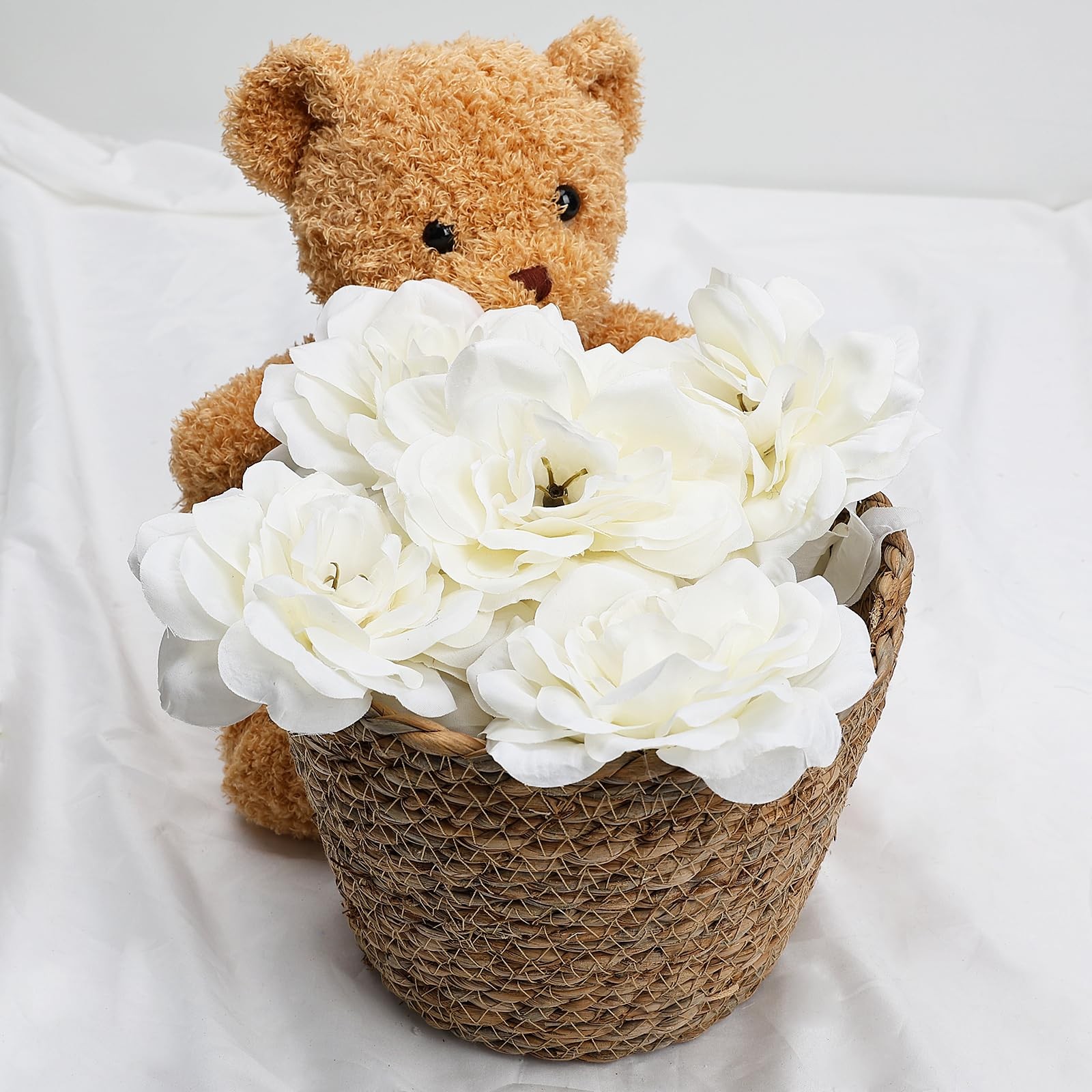 50 PCS Artificial Silk Roses Flower Heads for Wedding Decorations White DIY