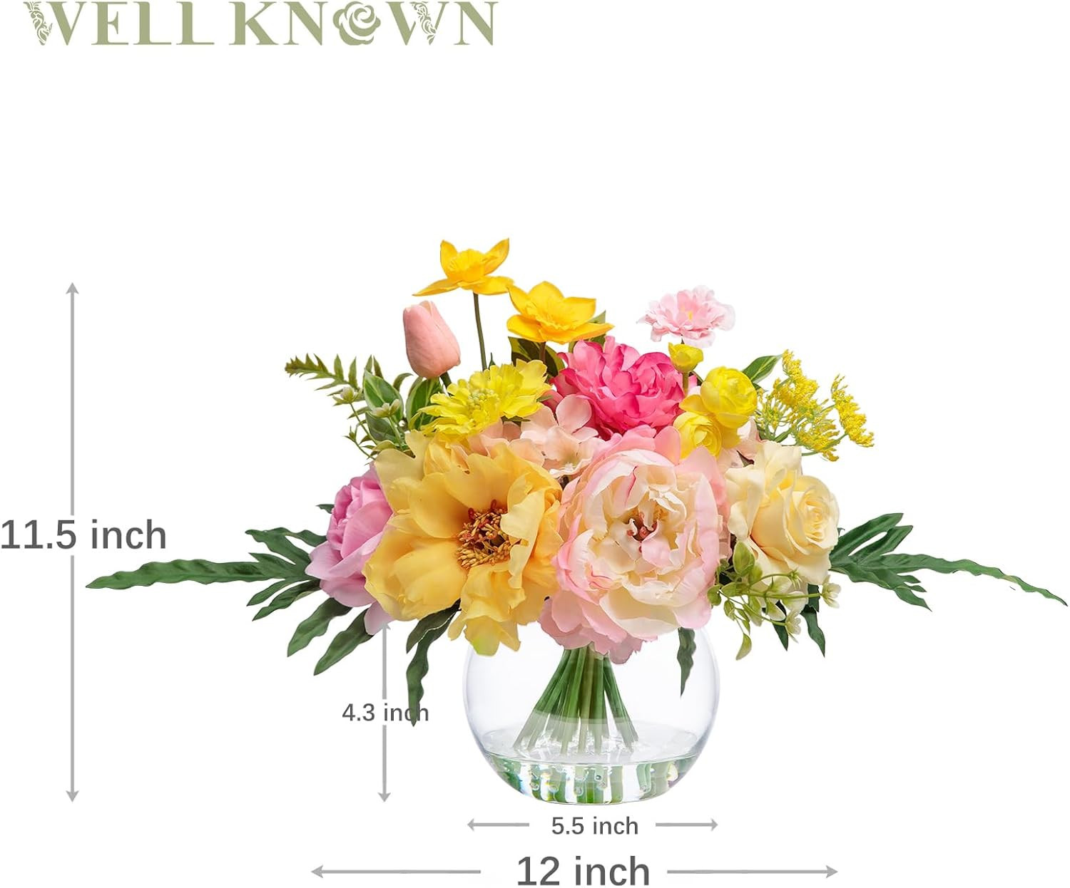 Vibrant Silk Flower Centerpiece in Glass Vase for Weddings & Events