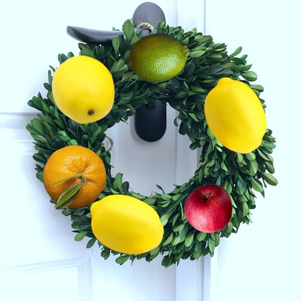 Limones artificiales de plástico amarillo de 9,4 x 6,35 cm, tamaño grande