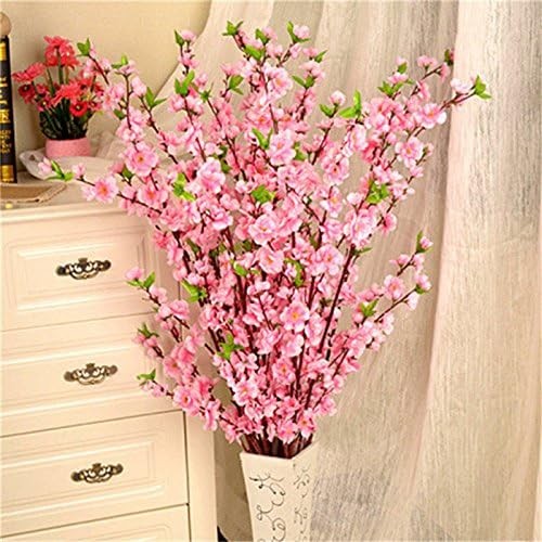 Asdomo 10PCS Artificial Cherry Blossom Branches Silk Spring Peach Blossom Fake