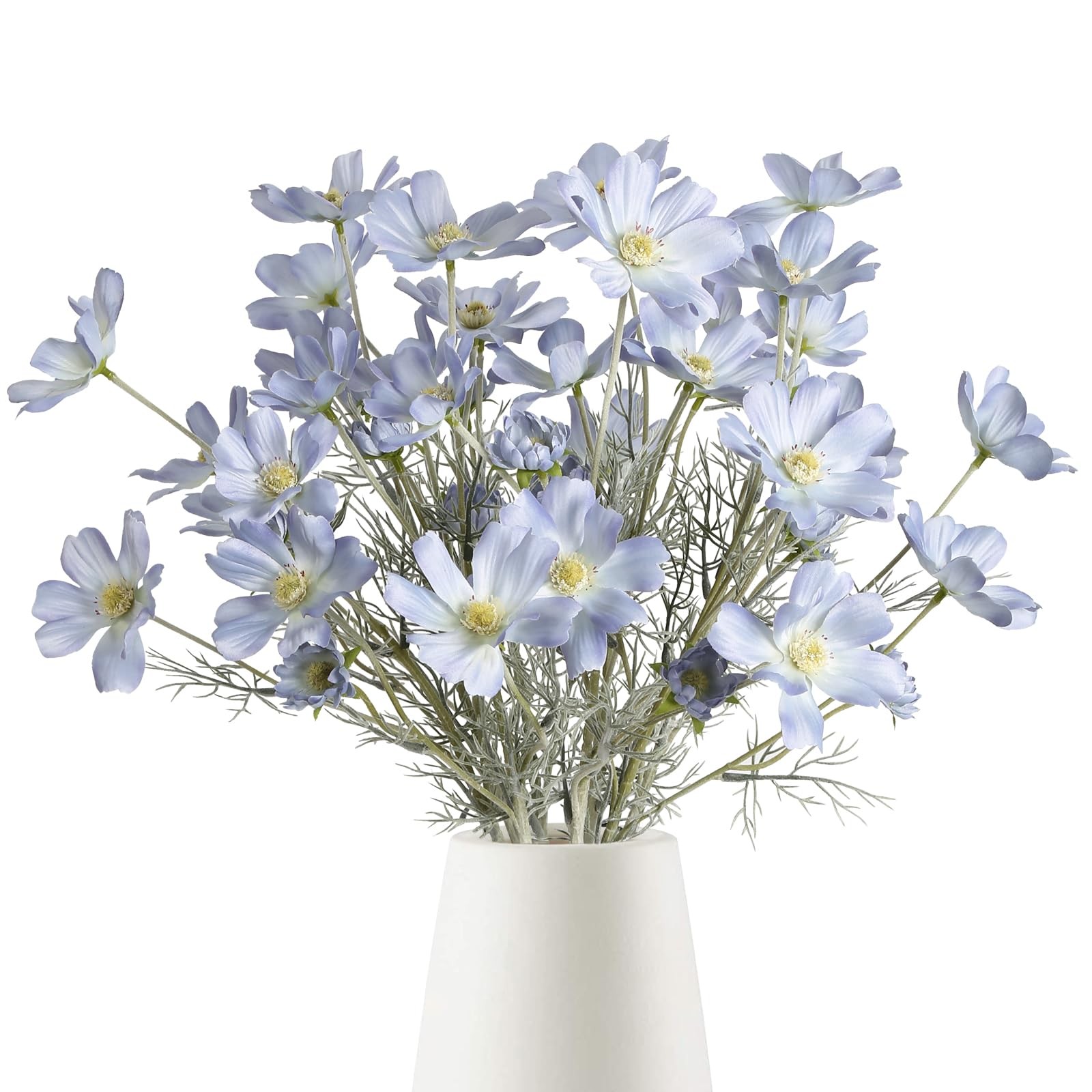 6 PCS Light Blue Daisy Artificial Wildflowers 24 Inch Silk Wedding Party Decor