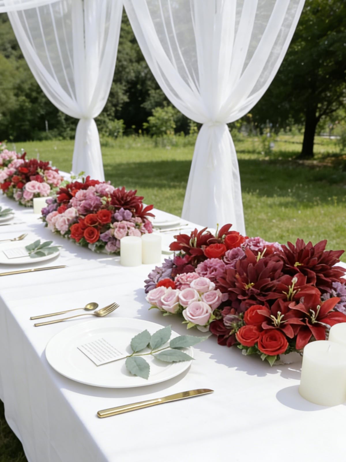 Artificial Flowers Heads for Craft, 98 Pcs Mix Red Silk Faux Flower Combo wit…