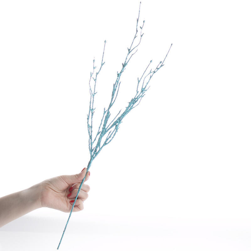 Set of 12 Teal Blue Glittered Artificial Twig 22″ Branches