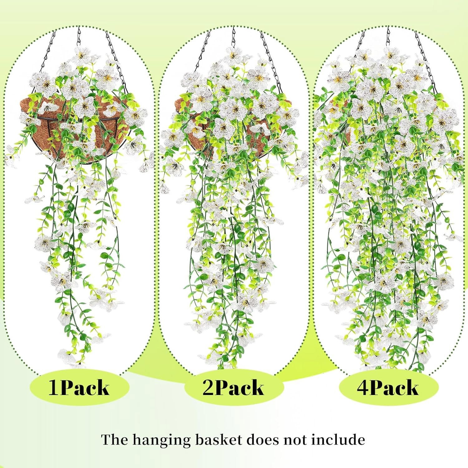 4PCS Artificial Flowers Vines UV Resistant Hanging Plant Flowers Outdoor Decor