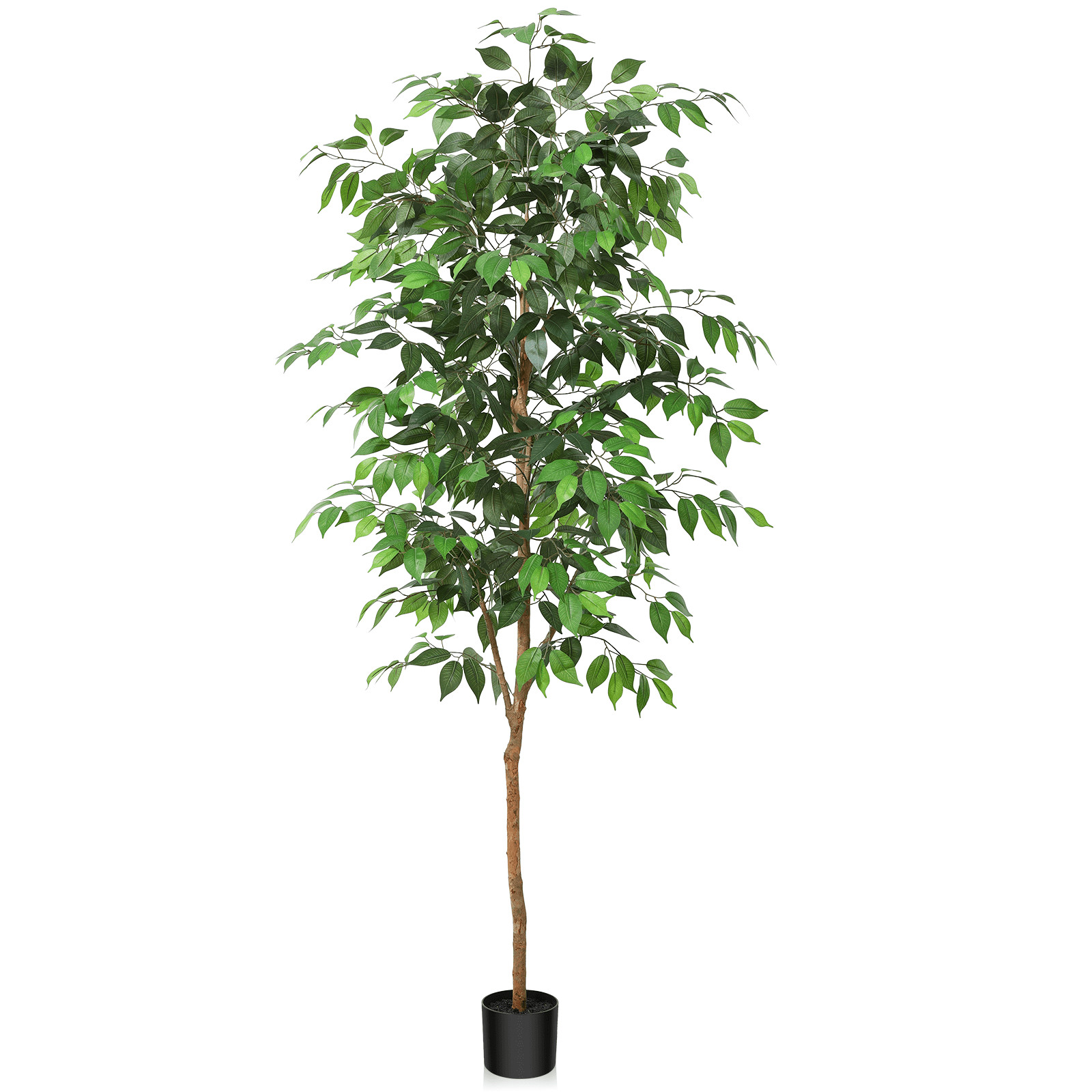 6FT Artificial Ficus Tree Natural Wood Trunk Lifelike Leaves Fake Potted Tree