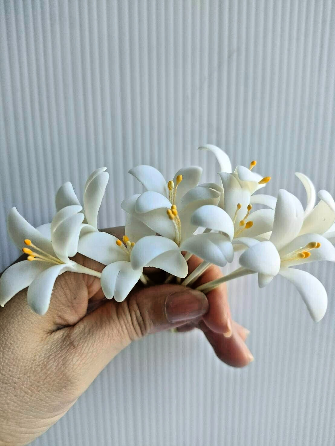 10 Pcs. Indian Cork Flowers Clay Artificial Thai Handmade Decorate Arrangement