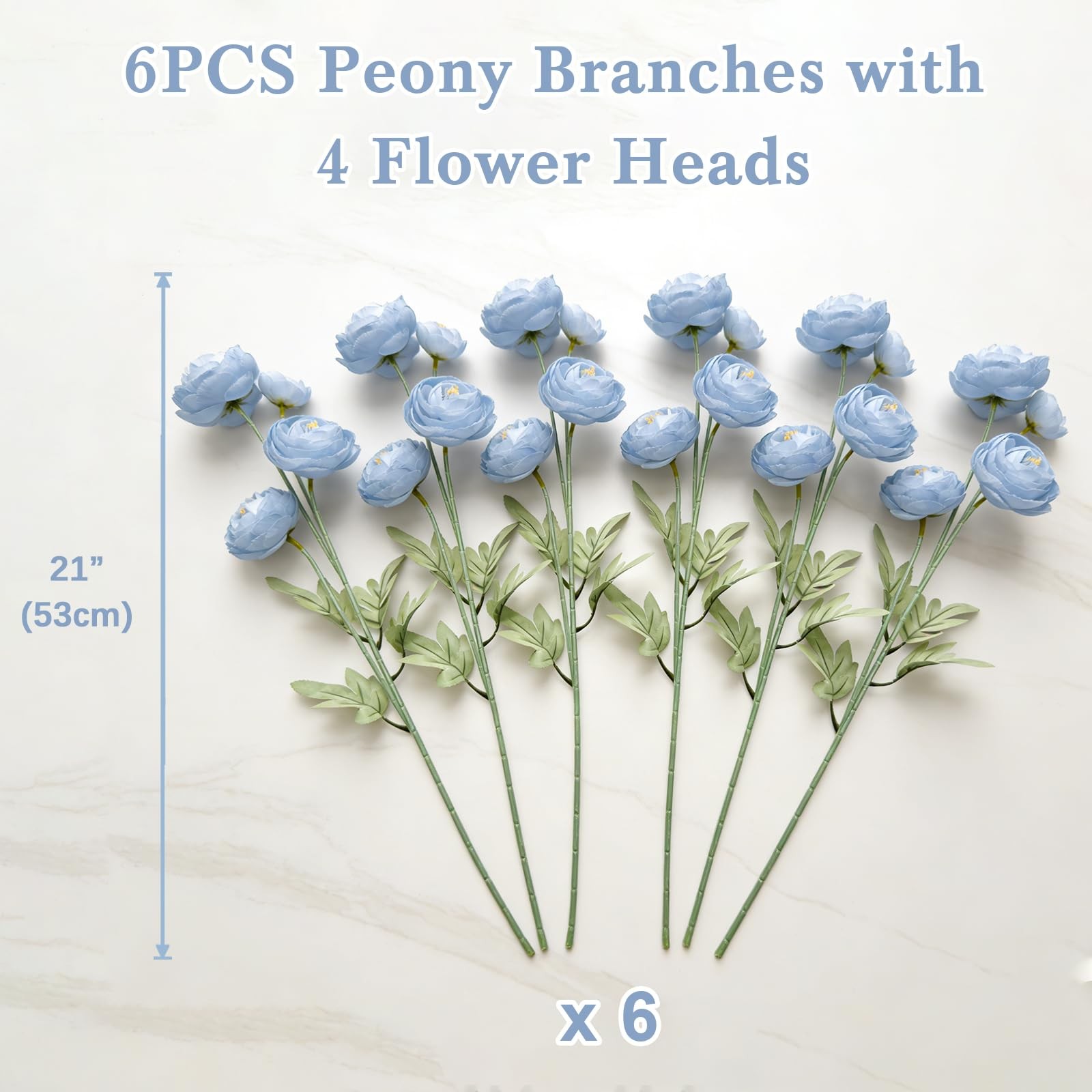 Artificial Silk Peony Fake Flowers,6PCS Artificial Faux Peonies Bulbs with 24…