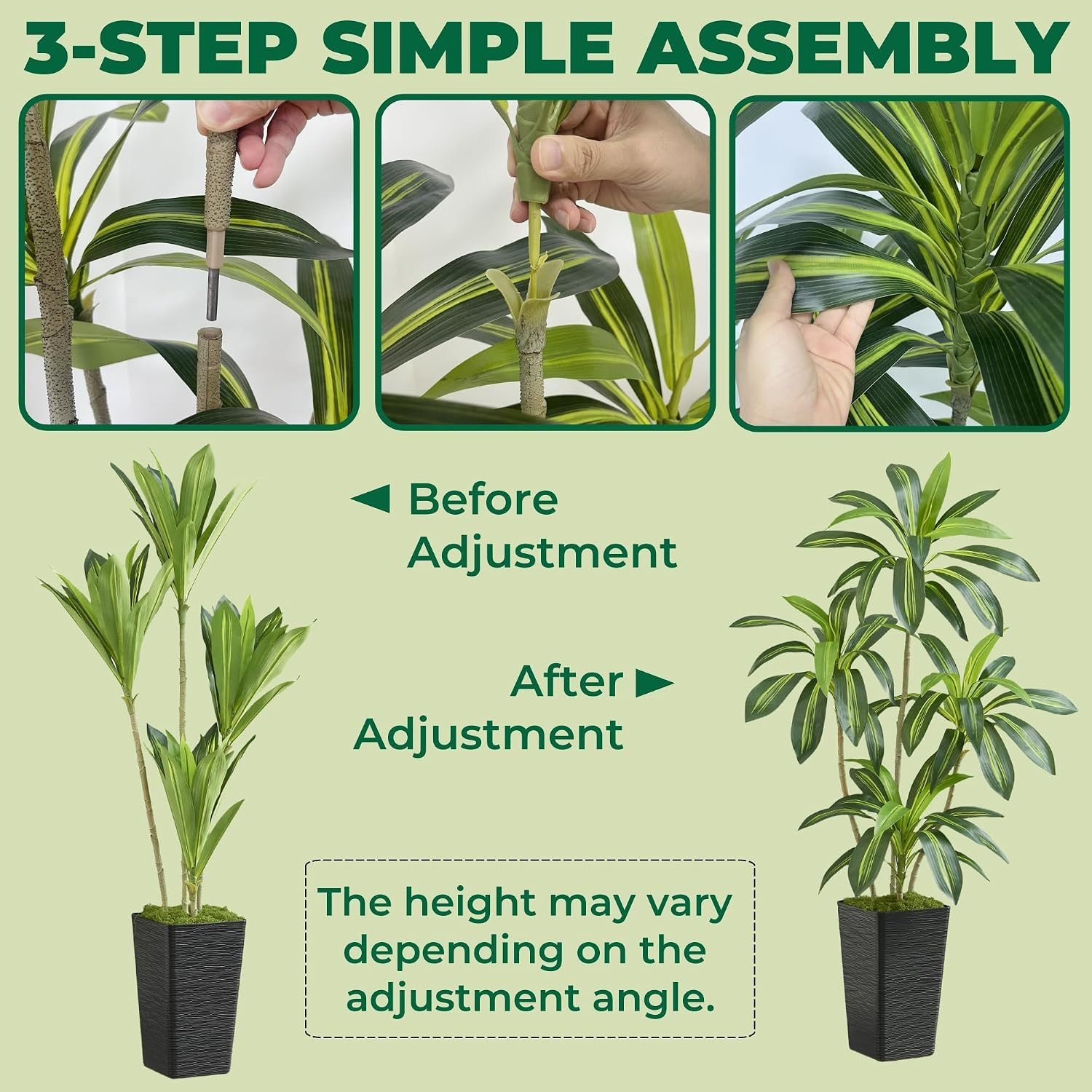 5FT Artificial Dracaena Tree with Black Planter and Fake Moss – Real Touch Fake