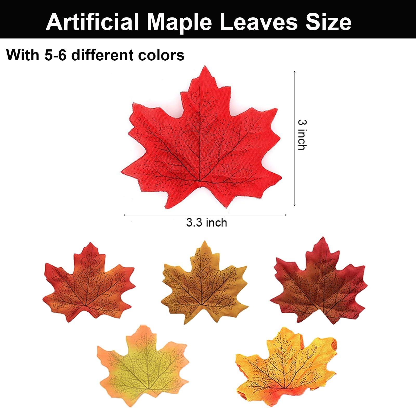 600 Pieces Artificial Maple Leaves Decorations Autumn Fall Leaves for Thanksgivi