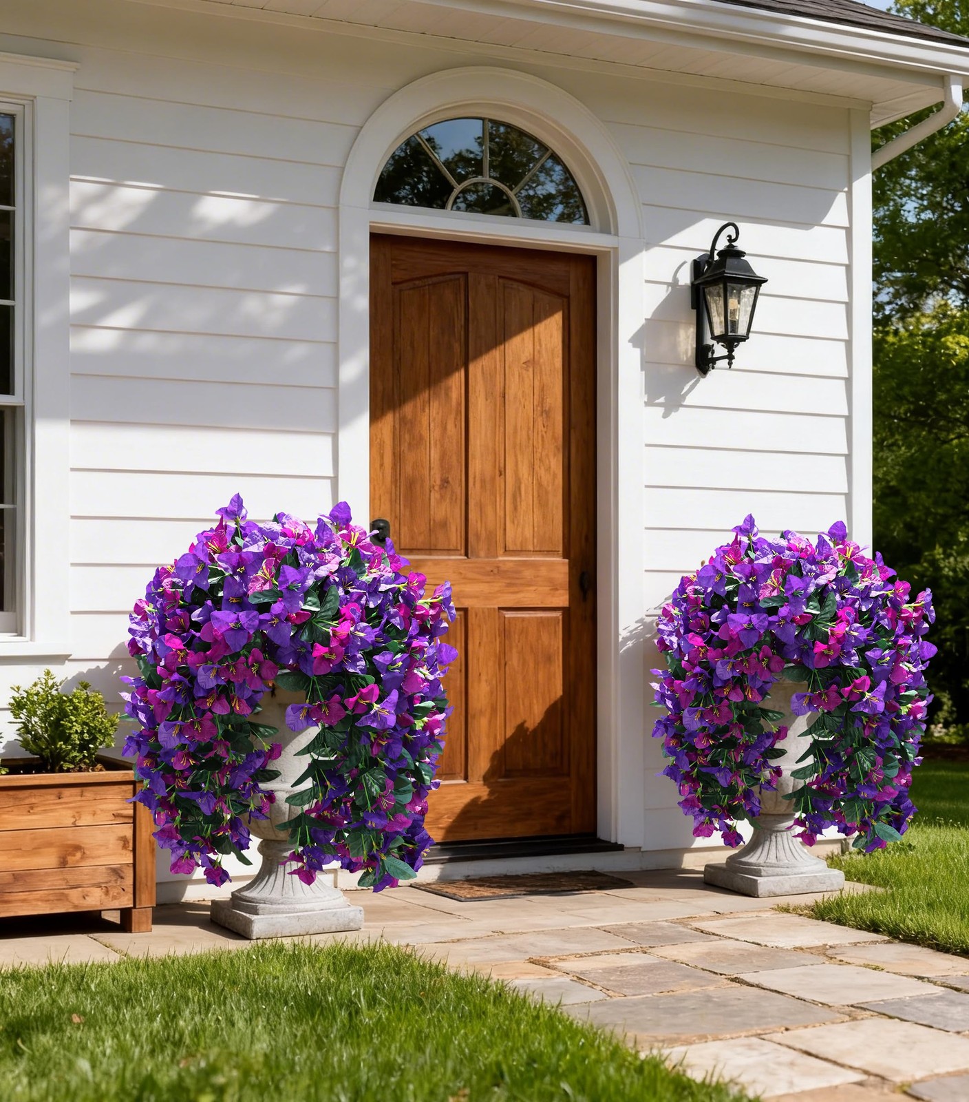 2 PCS Bougainvillea Artificial Hanging Flowers Plants for Outdoors, Mix