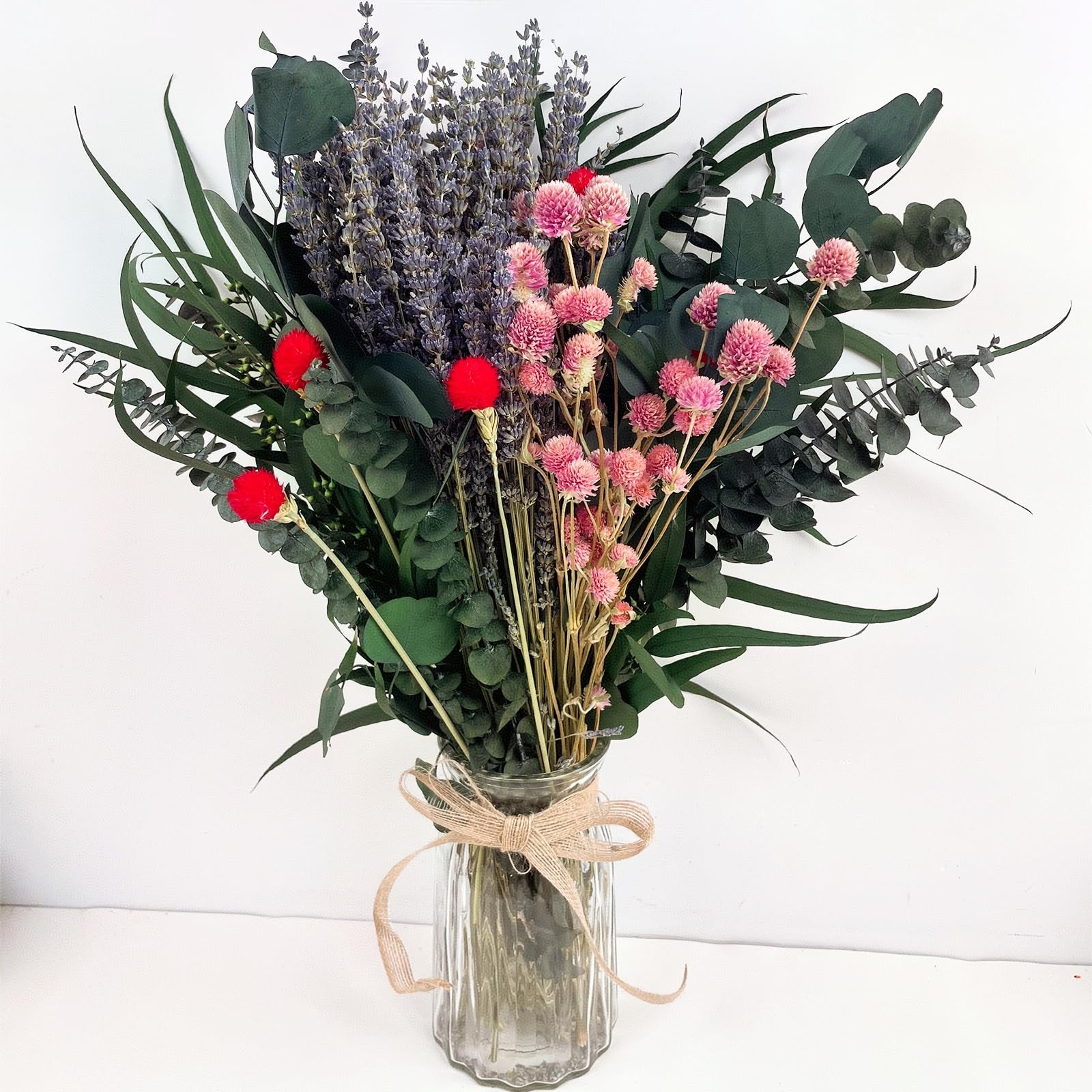 128 PCS Mix Dried Eucalyptus & Lavender Flowers Bundles for Shower, 17” Natu…