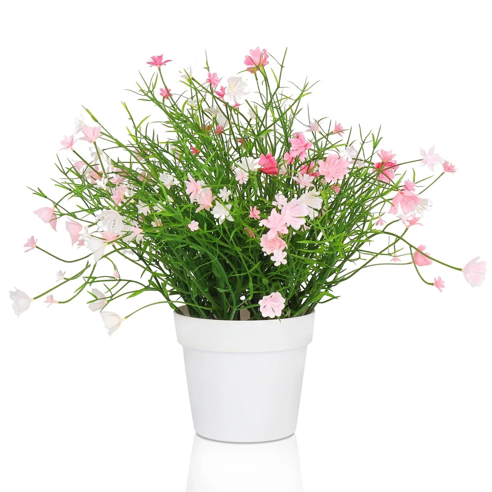 Artificial Babys Breath Potted Fake Plants with Flowers Faux Plants Indoor fo…
