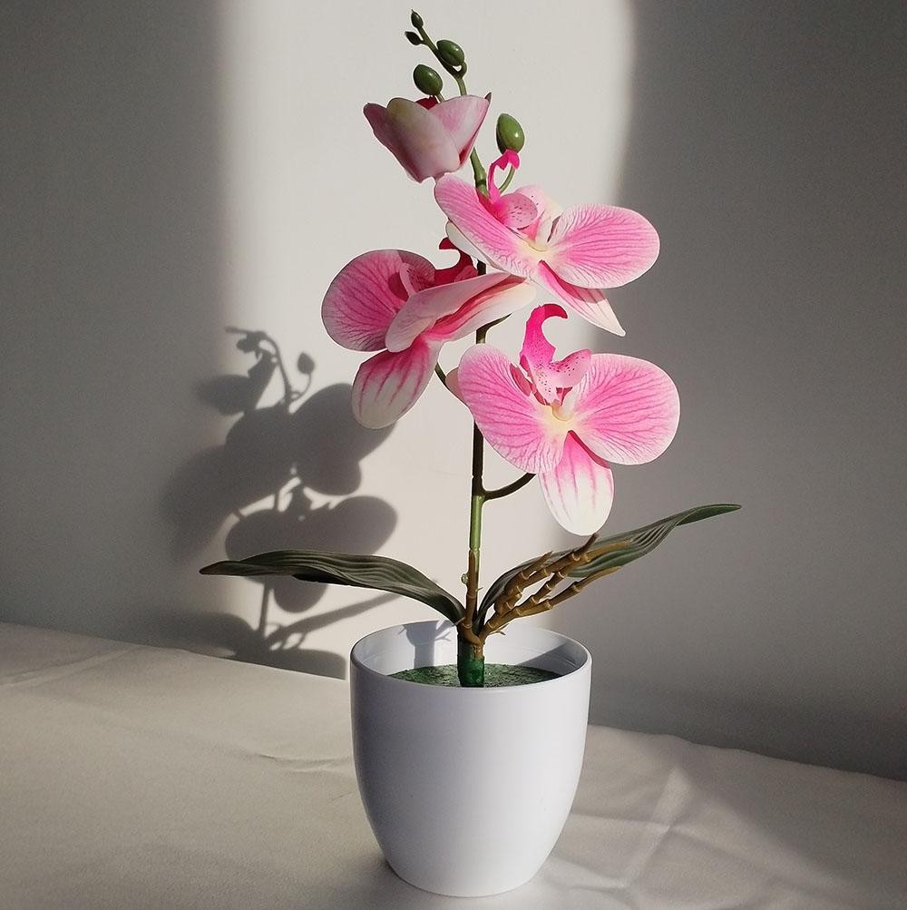 Artificial Orchid Bonsai Fake Potted Plant Home Office Wedding Decor