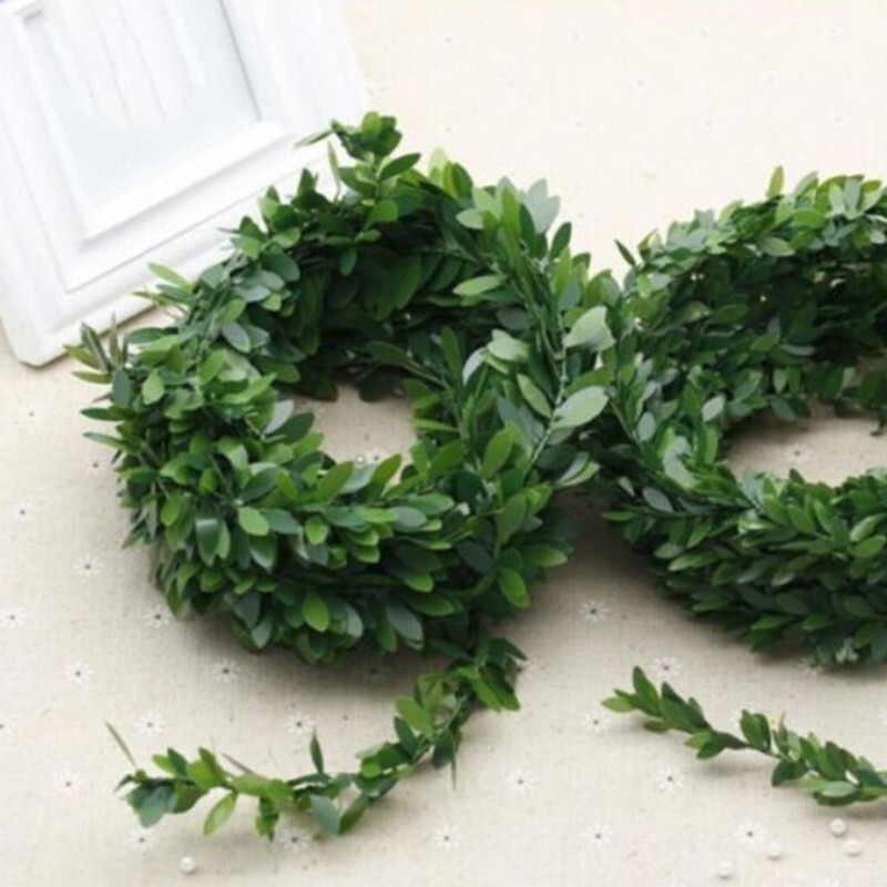 Garland Green Leaf Iron Wire Artificial Vine Wreath Rattan Home Wedding Decor