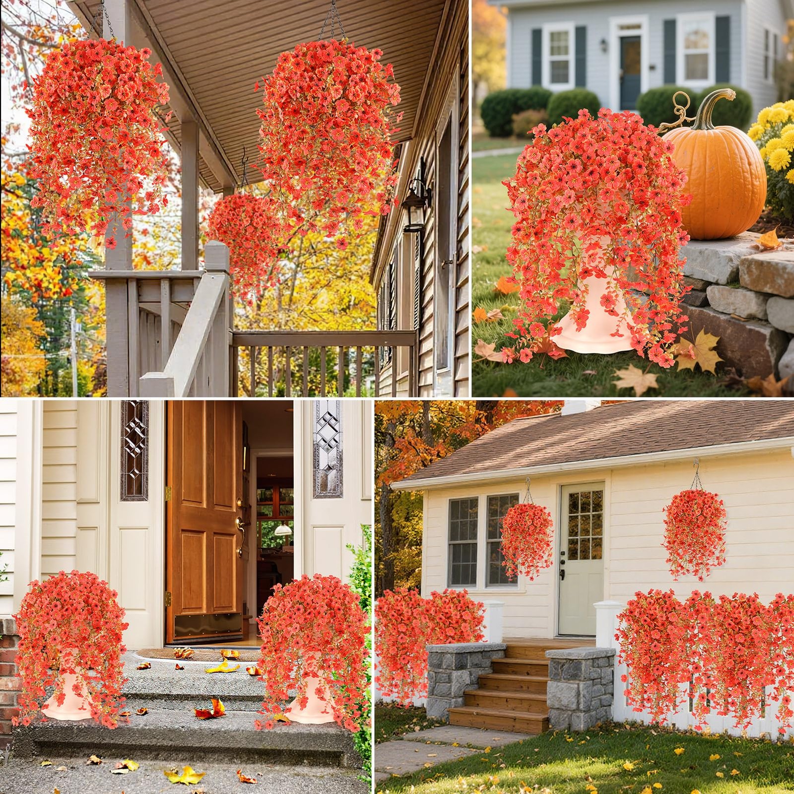 6 Bundles Artificial Fall Flowers for Outdoors Fake Plants Garden Home Fall D…