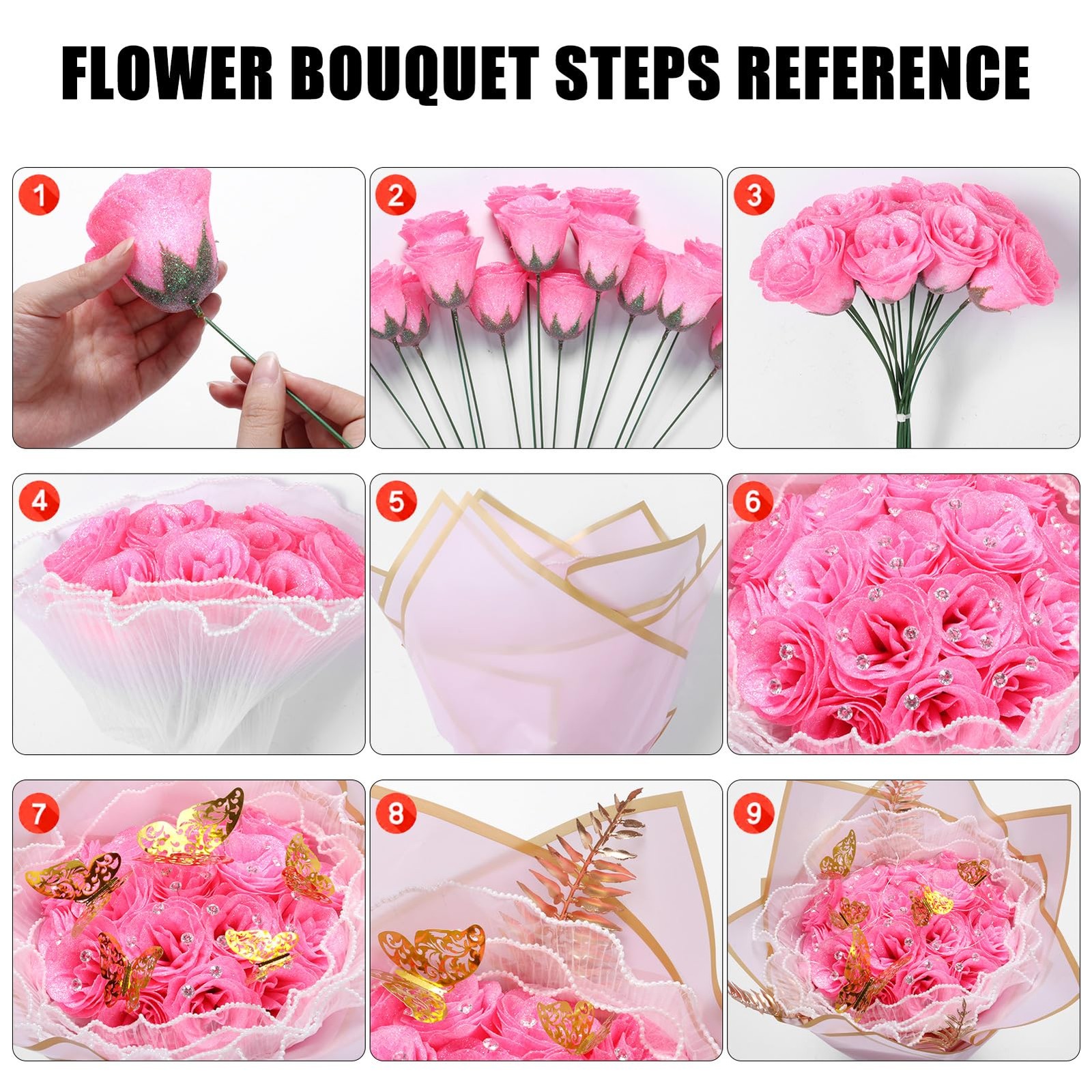 Graduation Flower Bouquet Set DIY Graduation Gifts with Bear Glitter Roses De…