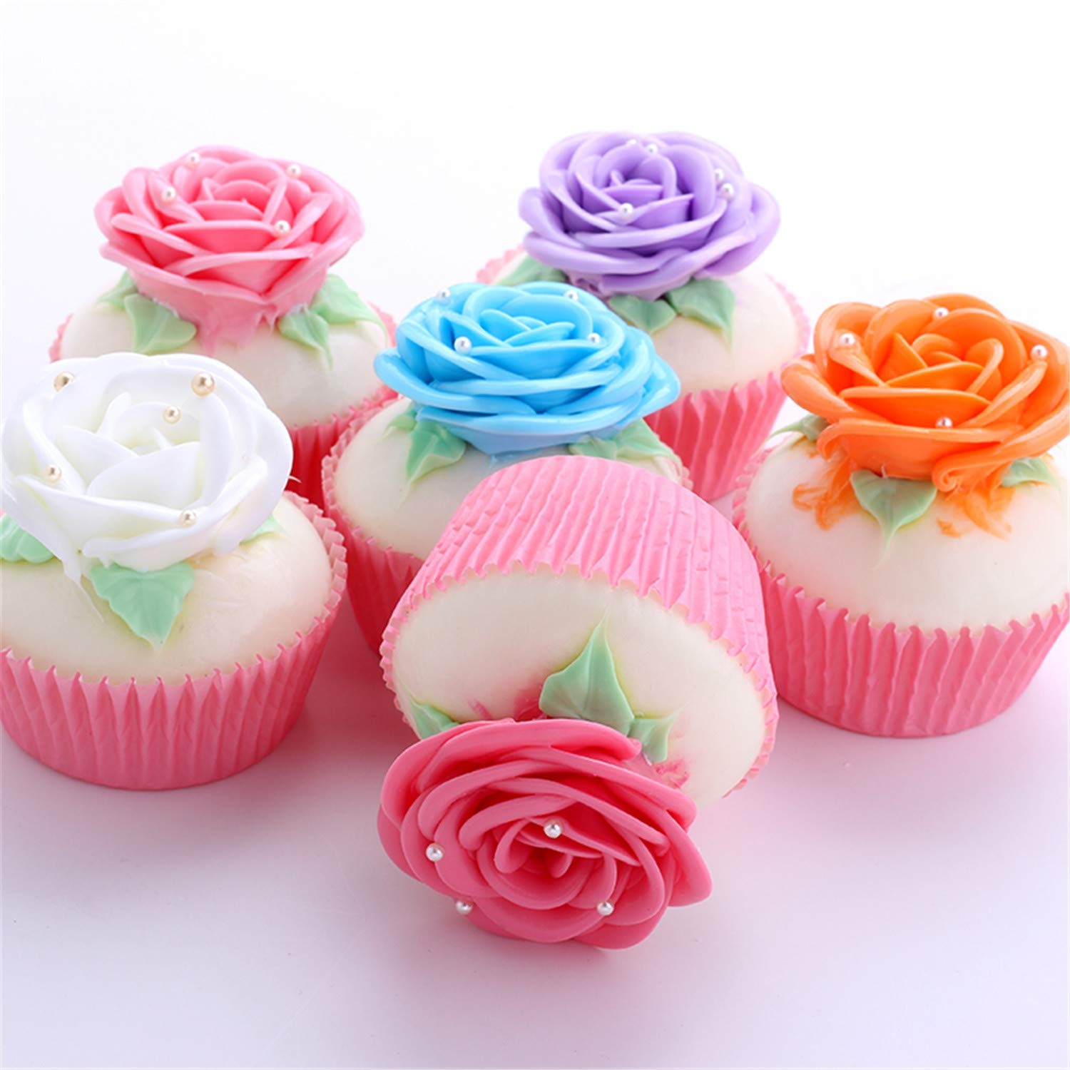 6 PCS Realistic Artificial Rose Cupcake Model Fake Cake Photography Prop