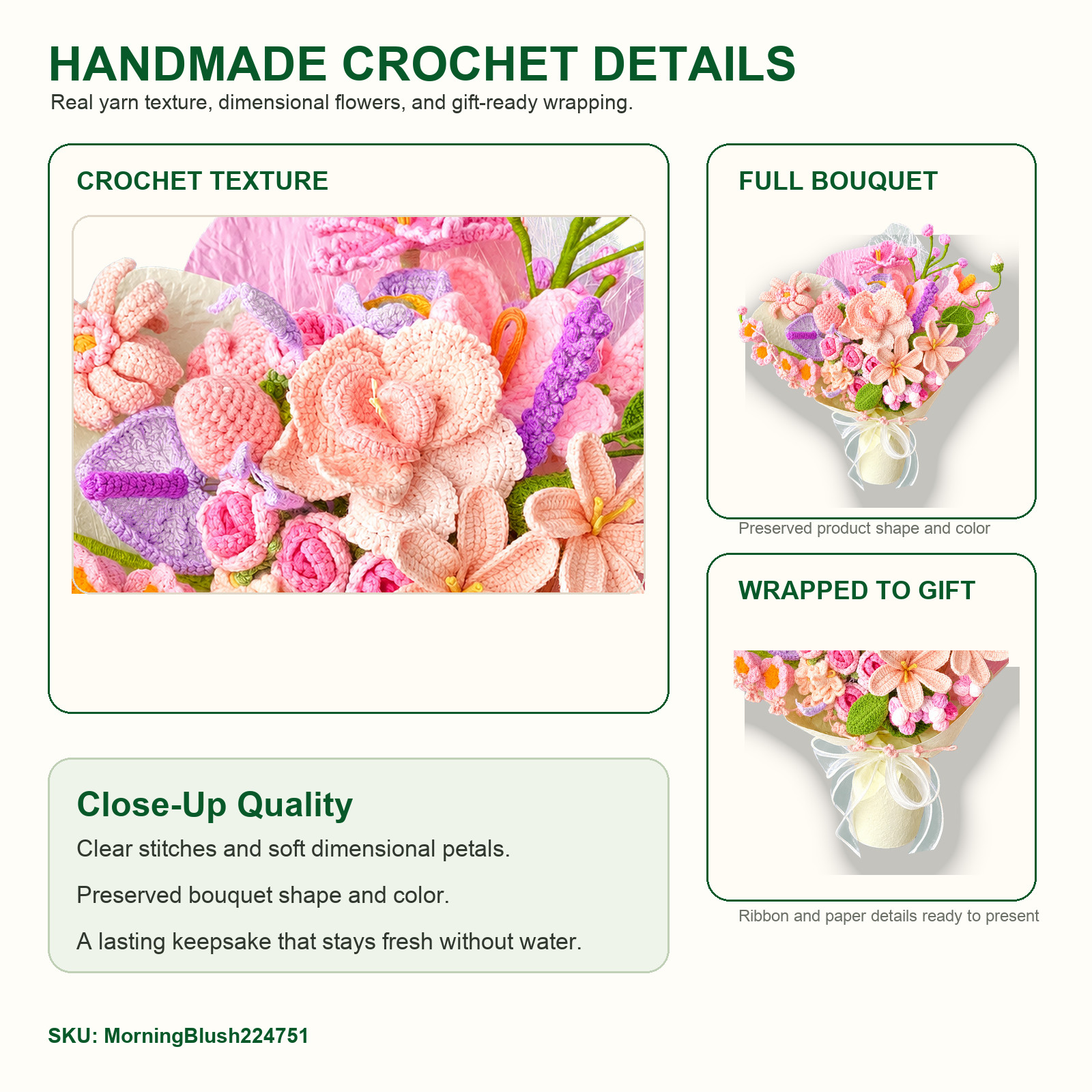 Extra Large Blush Crochet Bouquet Wedding Centerpiece Gift