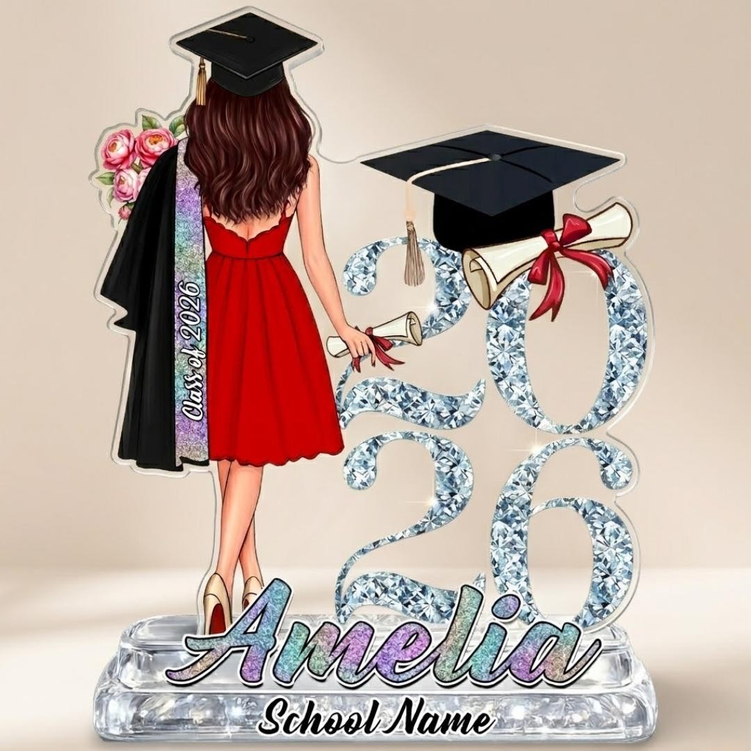 Personalized Graduation Gift 2026 Girl Acrylic Plaque, Custom Name Senior Class