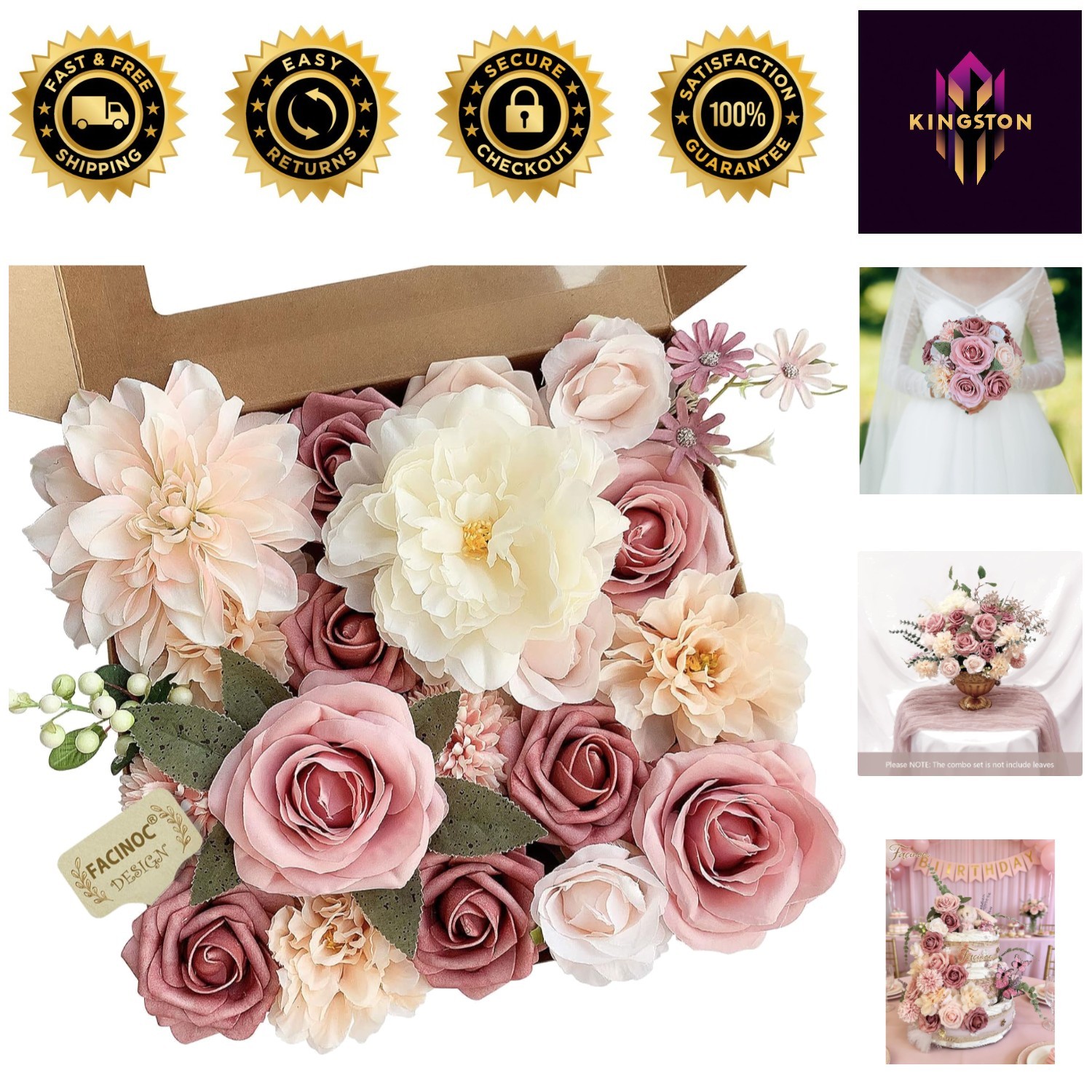 Luxurious Dusty Pink Silk Flowers for DIY Weddings and Party Centerpieces